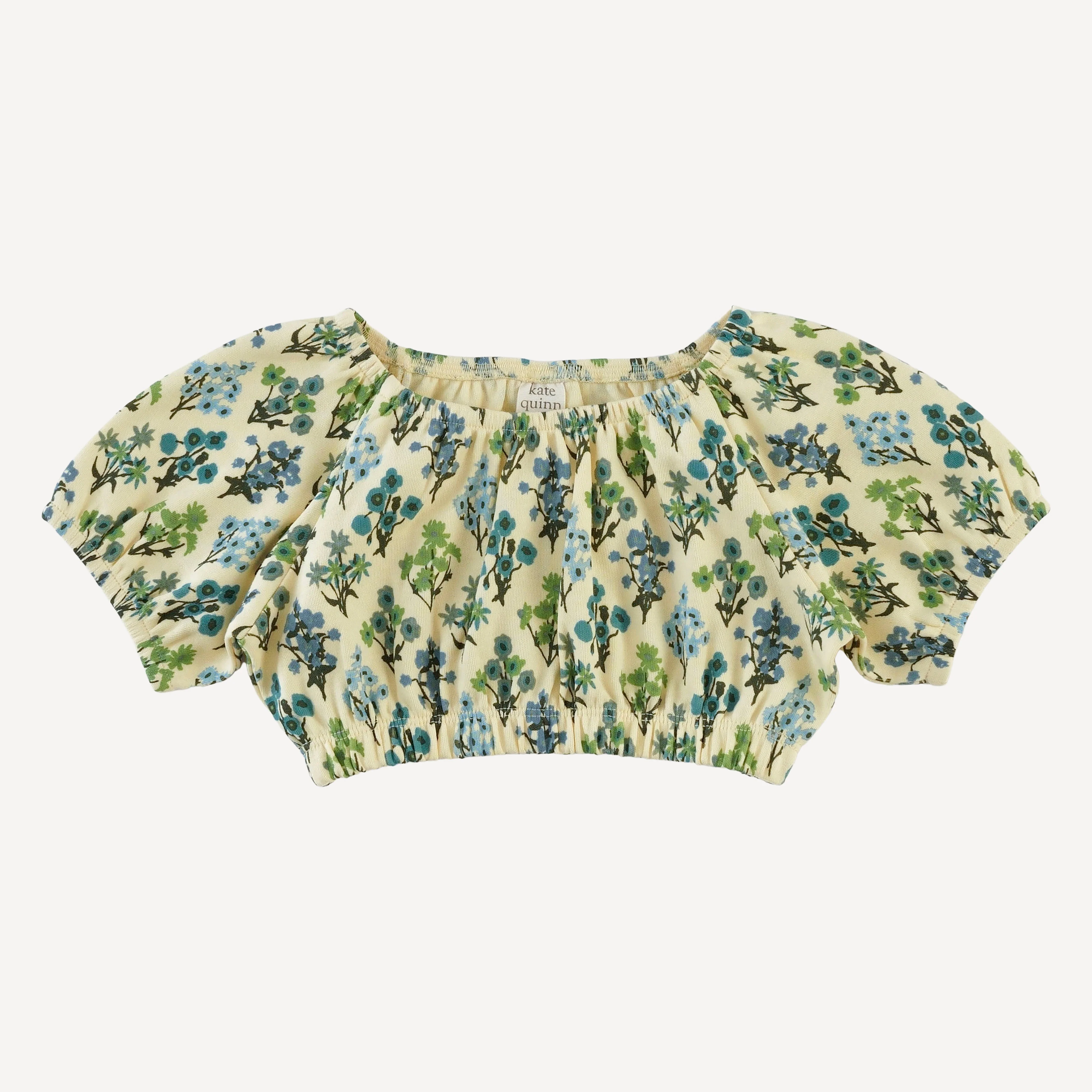 2 piece bubble sunsuit | blue floral bouquet | organic cotton interlock - Image 3