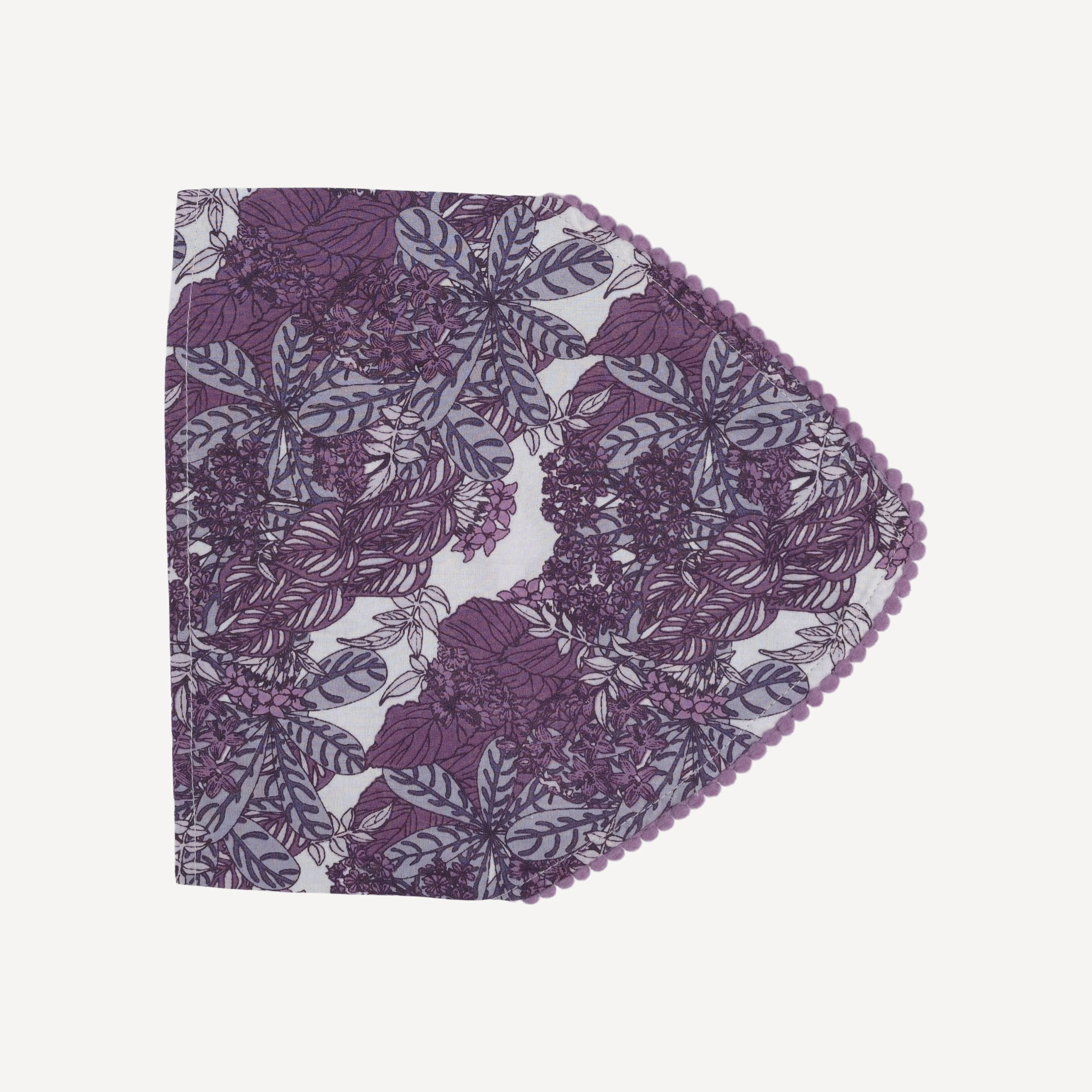 bandana pom pom headband | grape goldilocks floral | organic cotton woven - Image 3