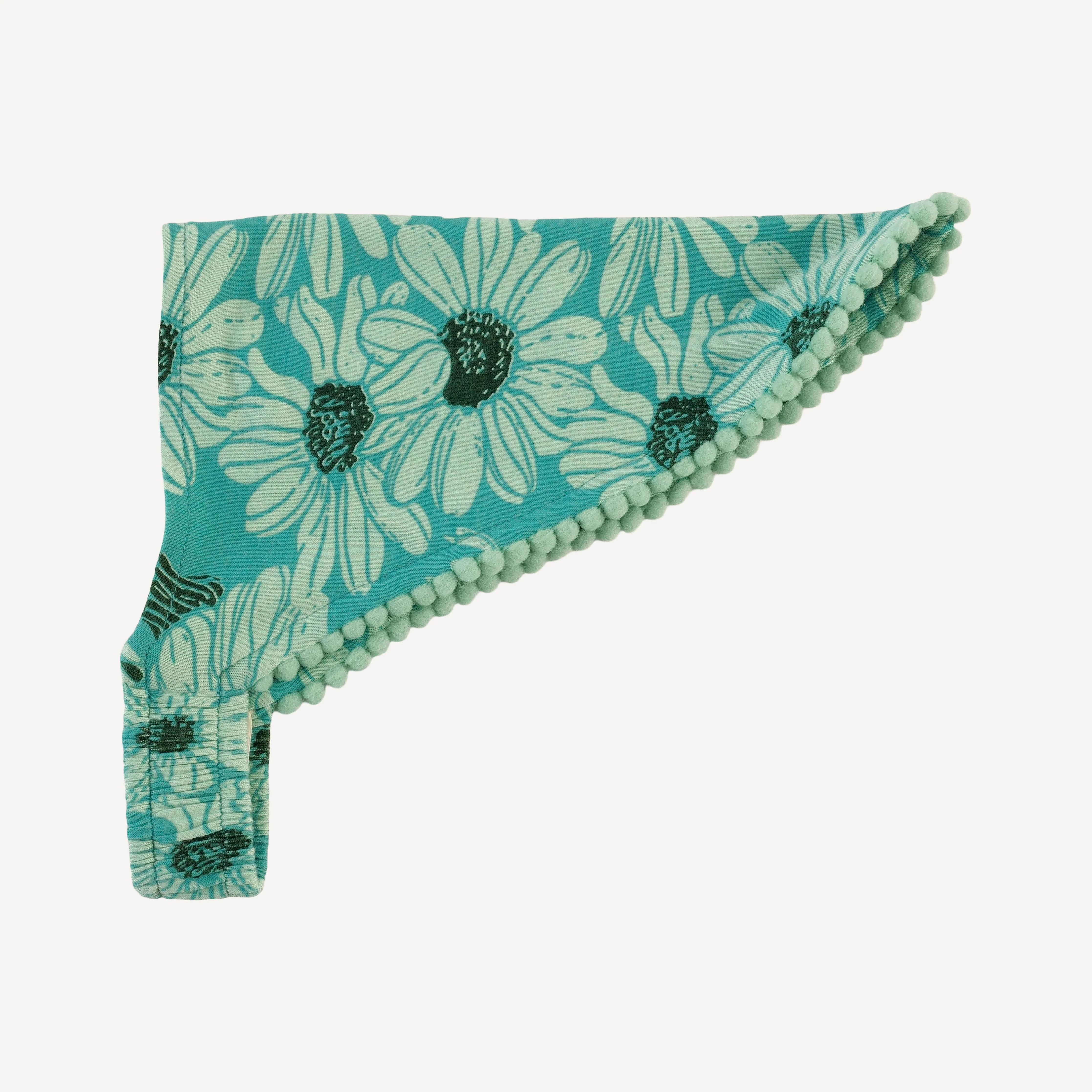 bandana pom pom headband | green daisy | bamboo