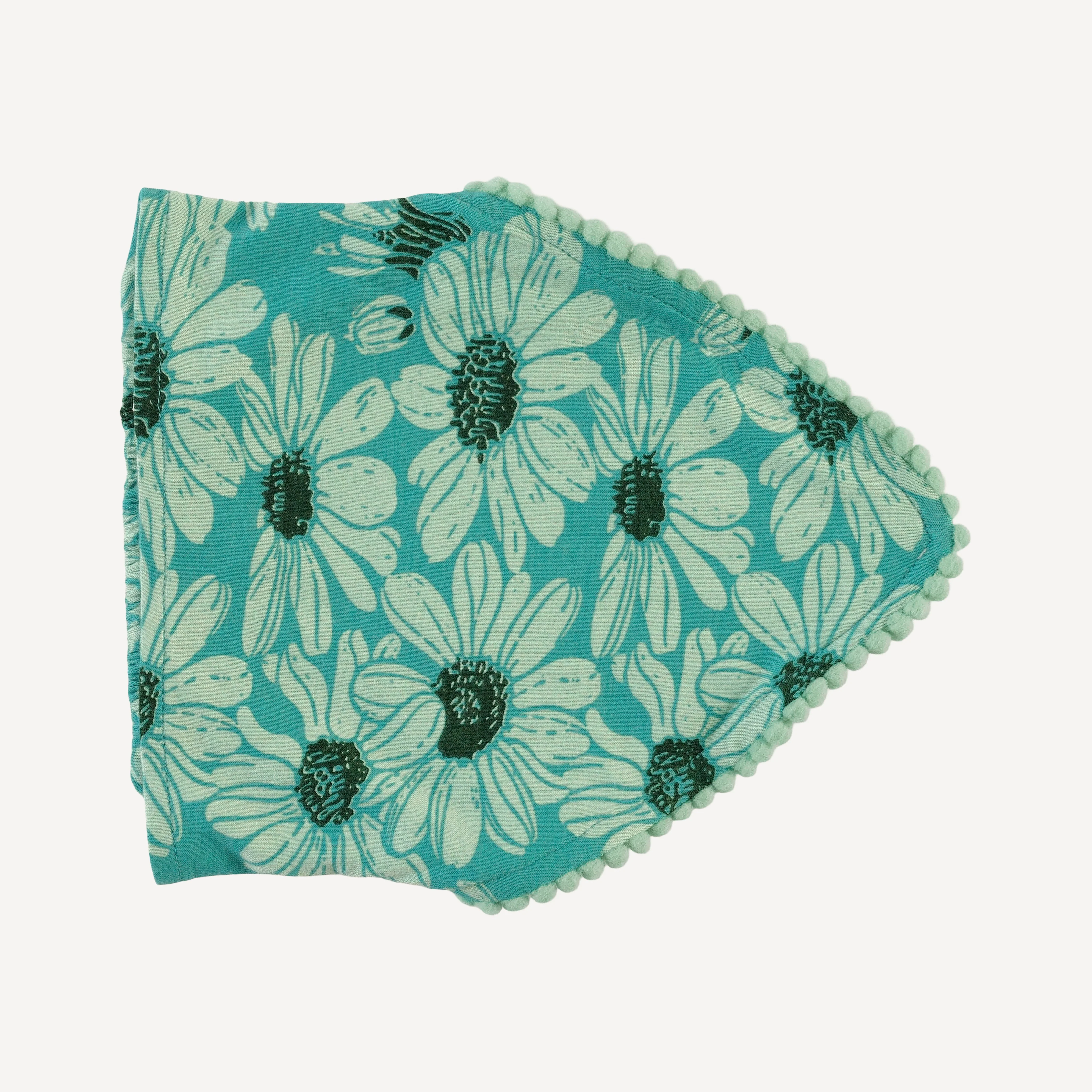 bandana pom pom headband | green daisy | bamboo - Image 3