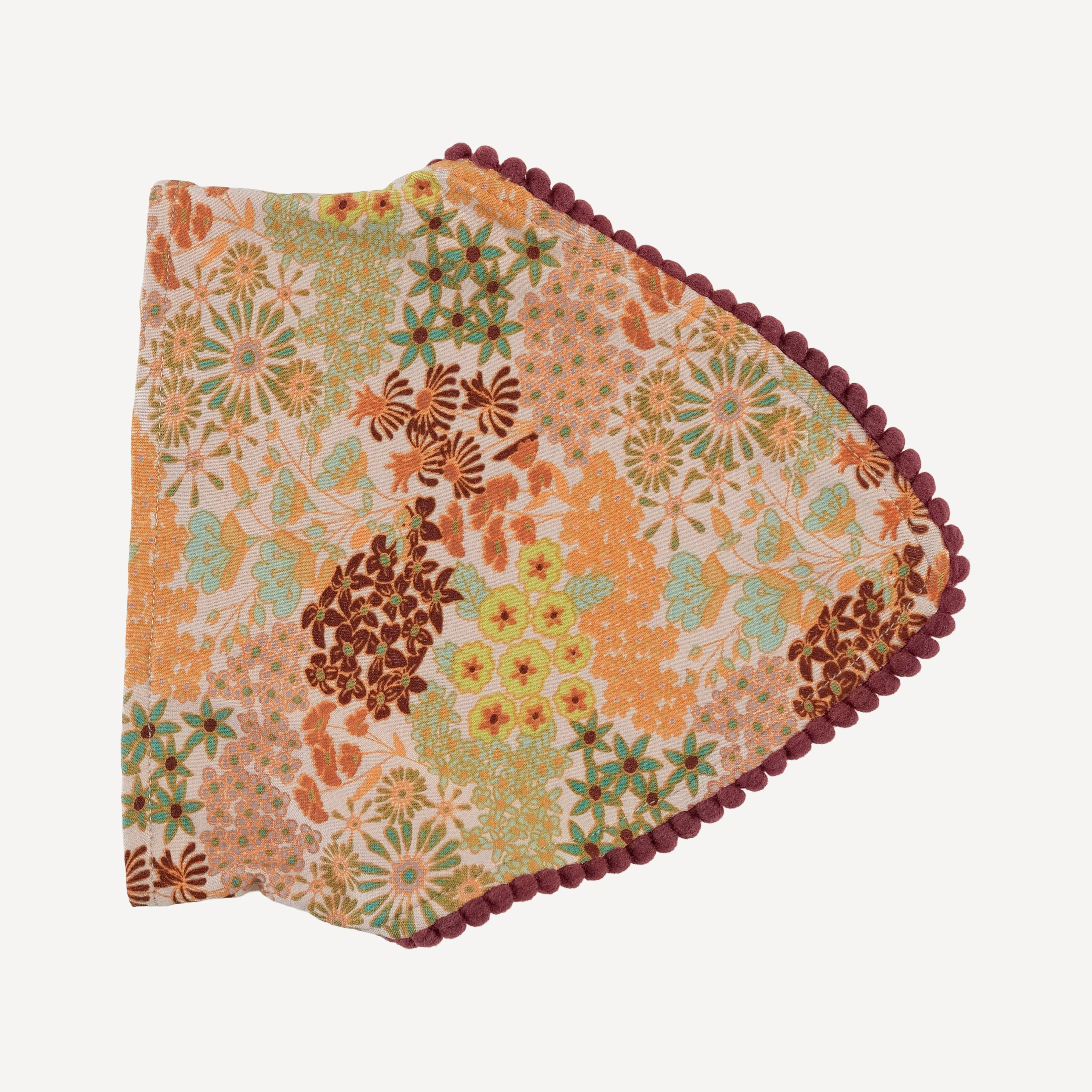 bandana pom pom headband | pink ditsy garden | bamboo - Image 3