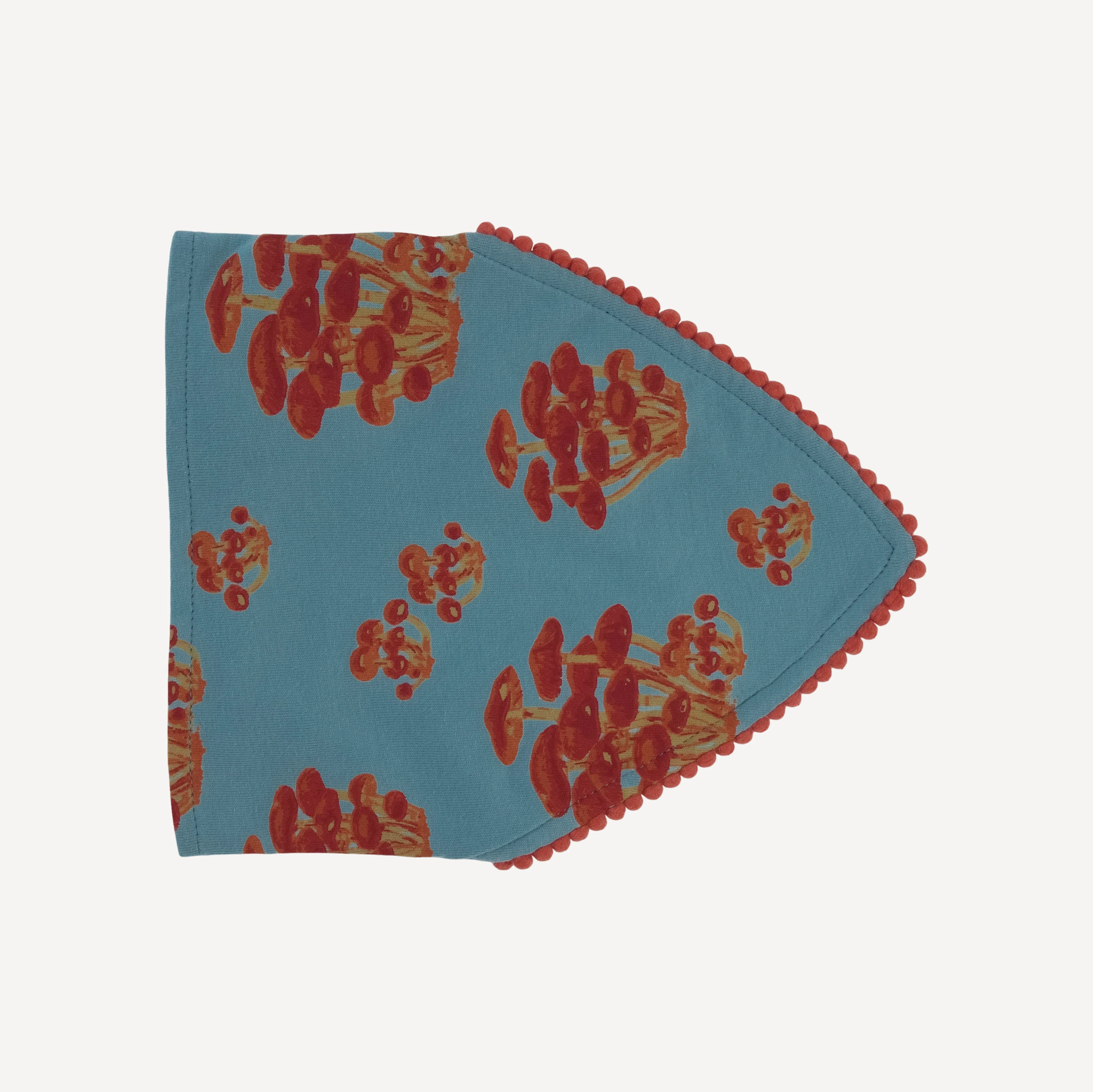 bandana pom pom headband | red mushroom bunch | organic cotton jersey - Image 3