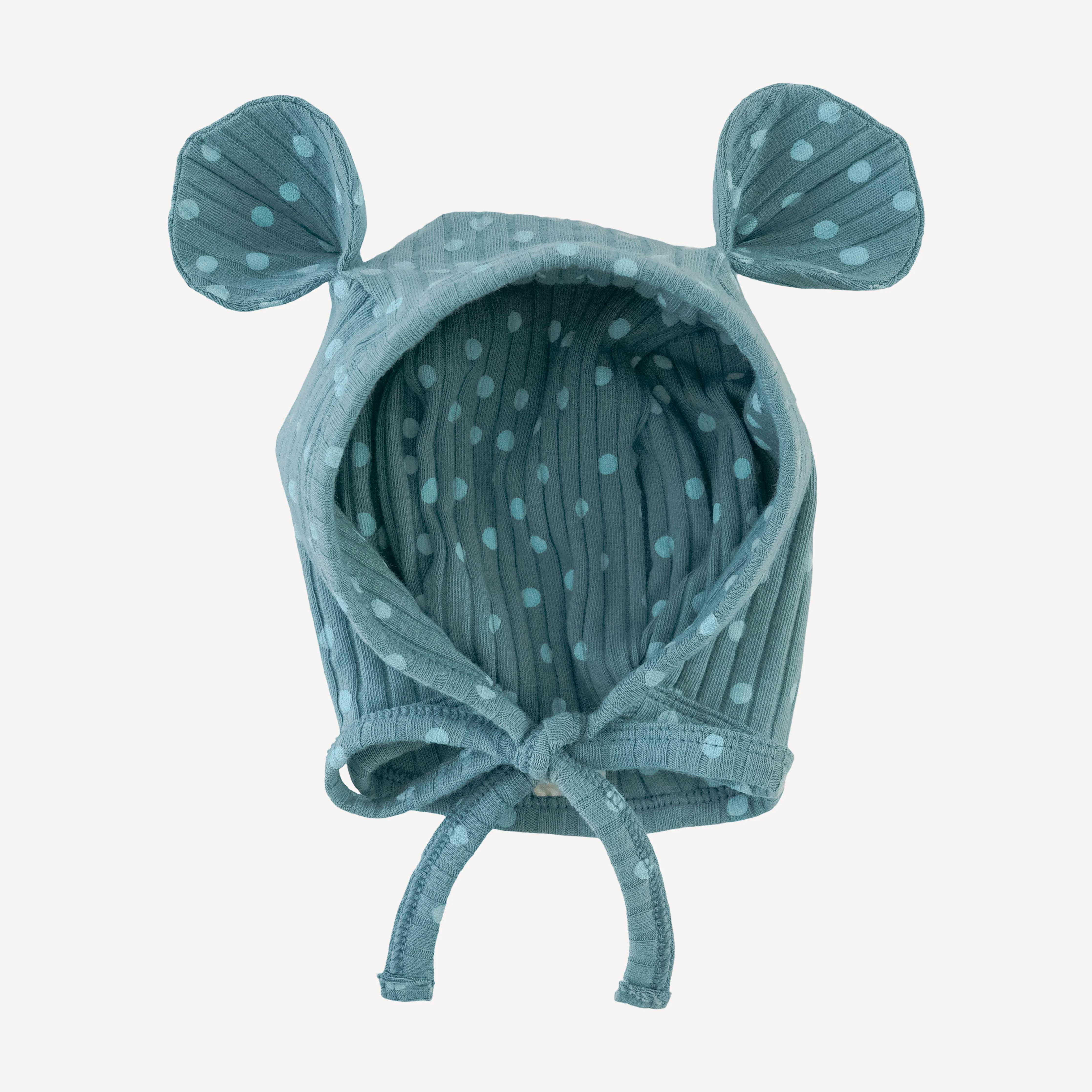 bear hat | blue dot | organic cotton wide rib