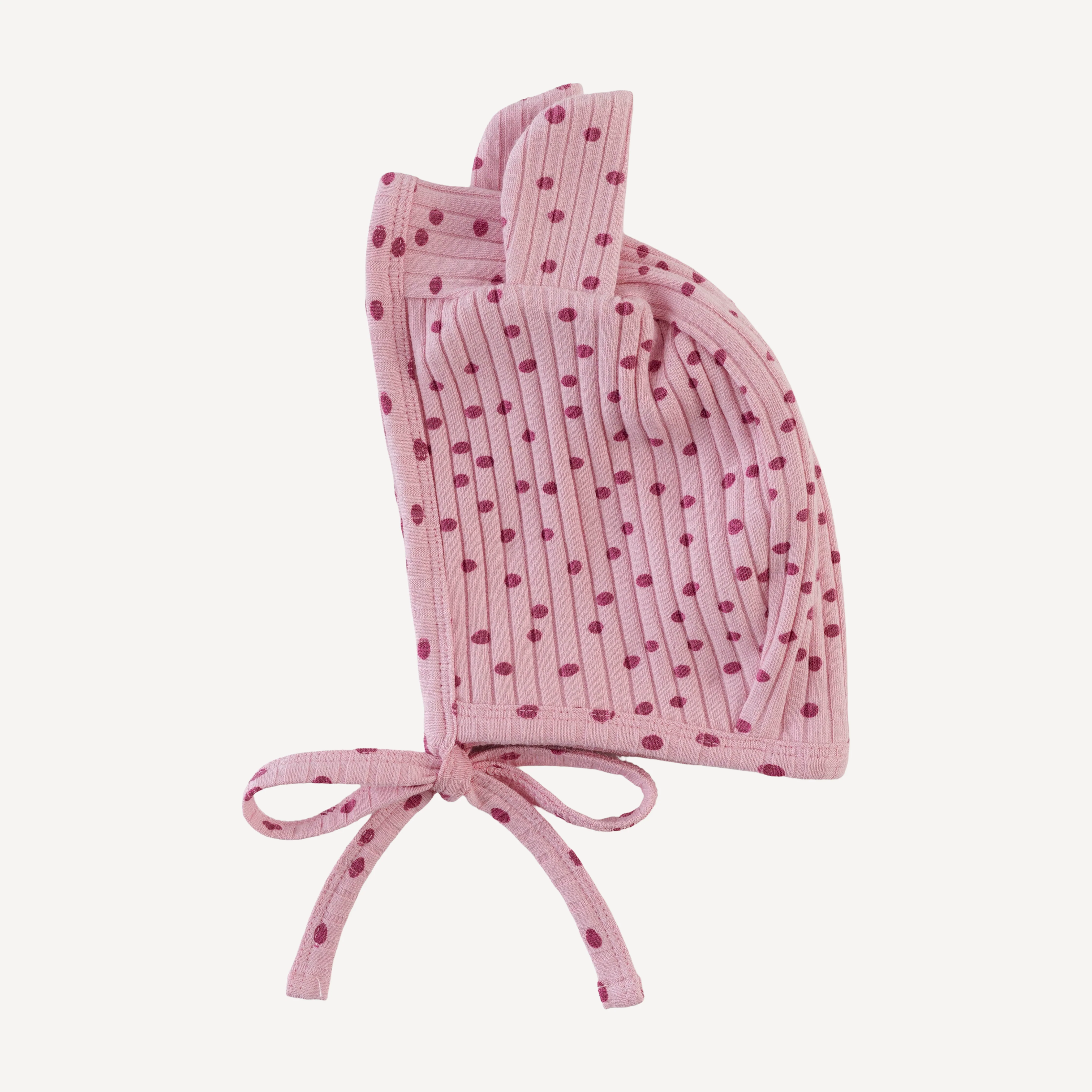 bear hat | mauve dot | organic cotton wide rib - Image 3