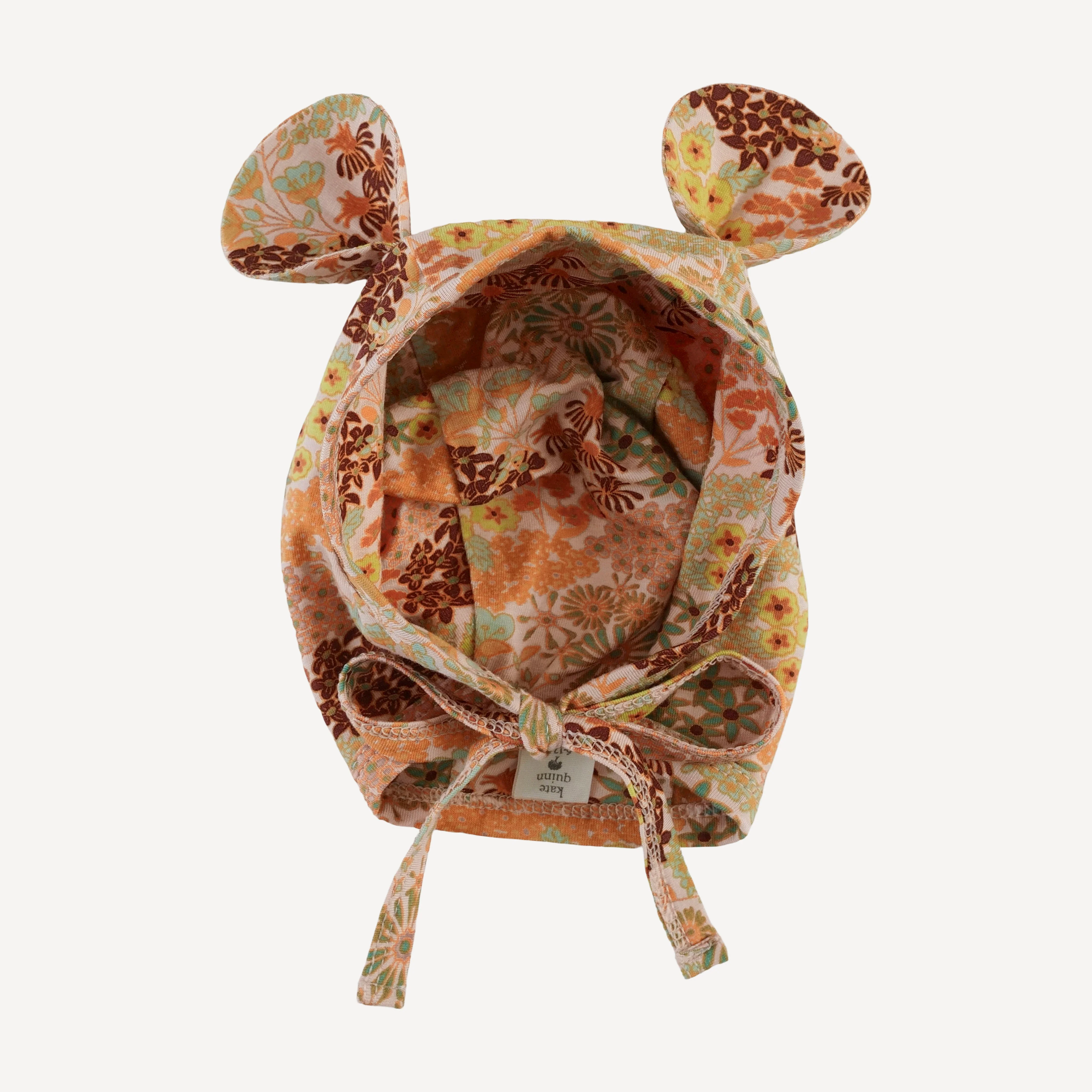 bear hat | pink ditsy garden | bamboo