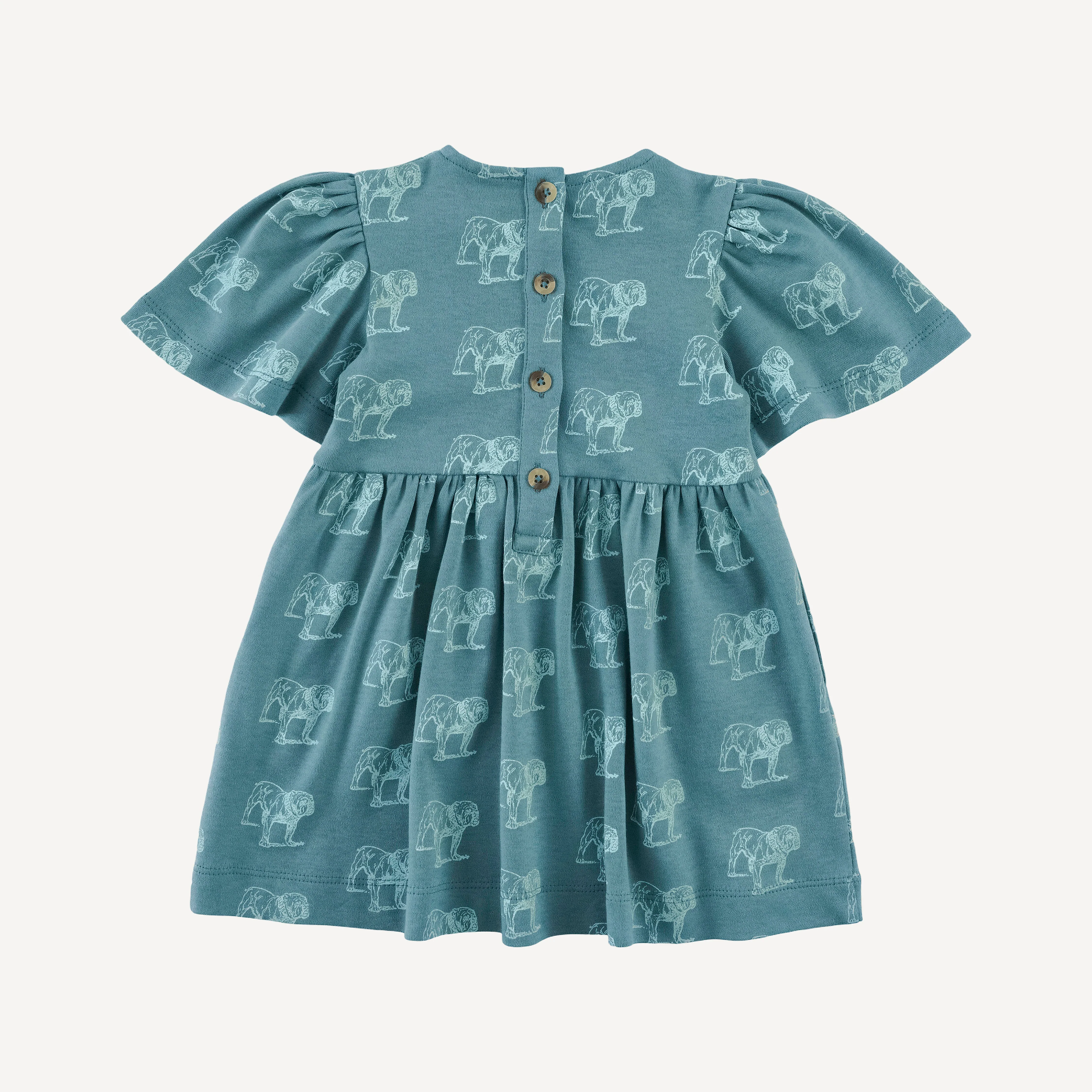 bell sleeve dress | blue bulldog | organic cotton interlock - Image 3