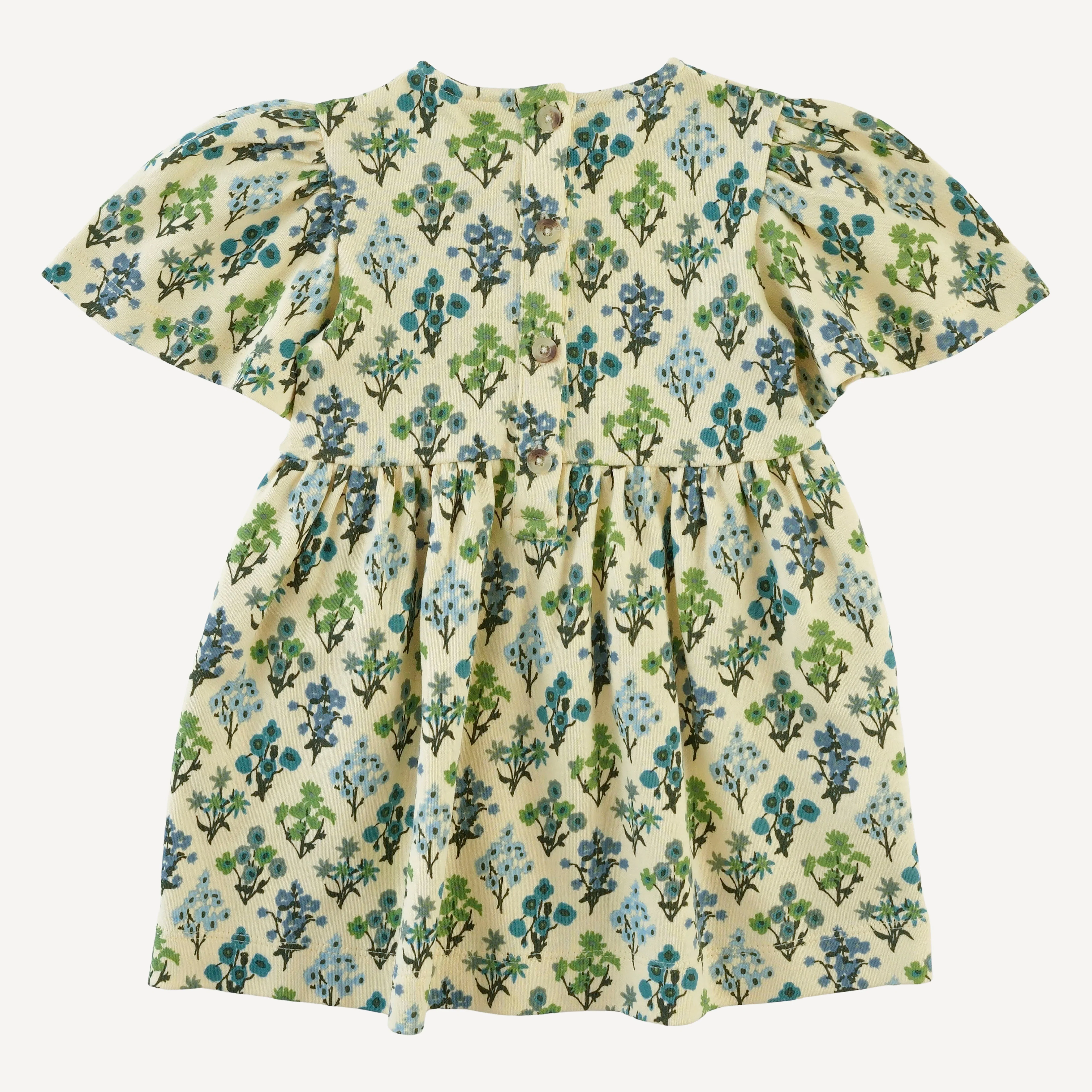 bell sleeve dress | blue floral bouquet | organic cotton interlock - Image 3
