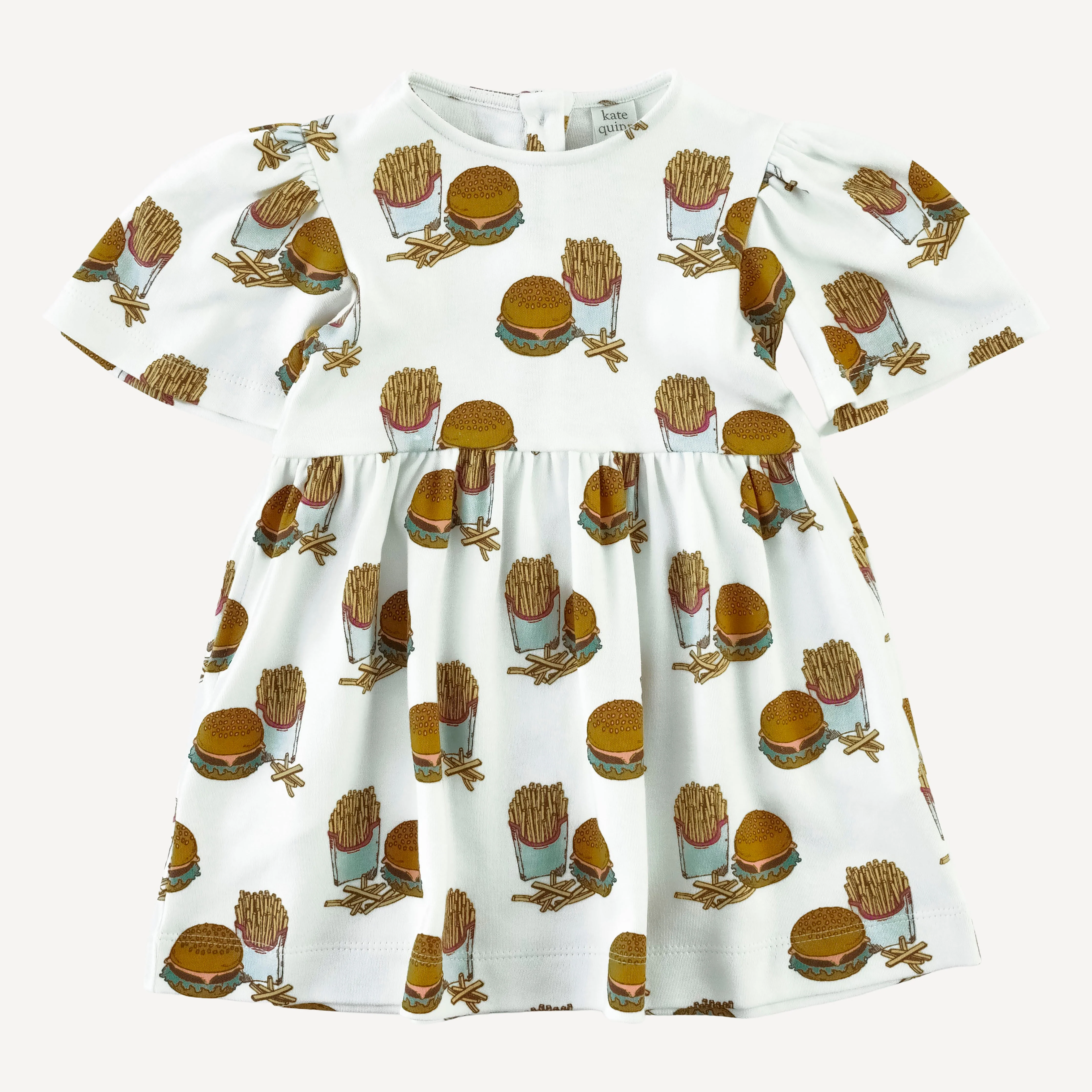 bell sleeve dress | burger & fries | organic cotton interlock