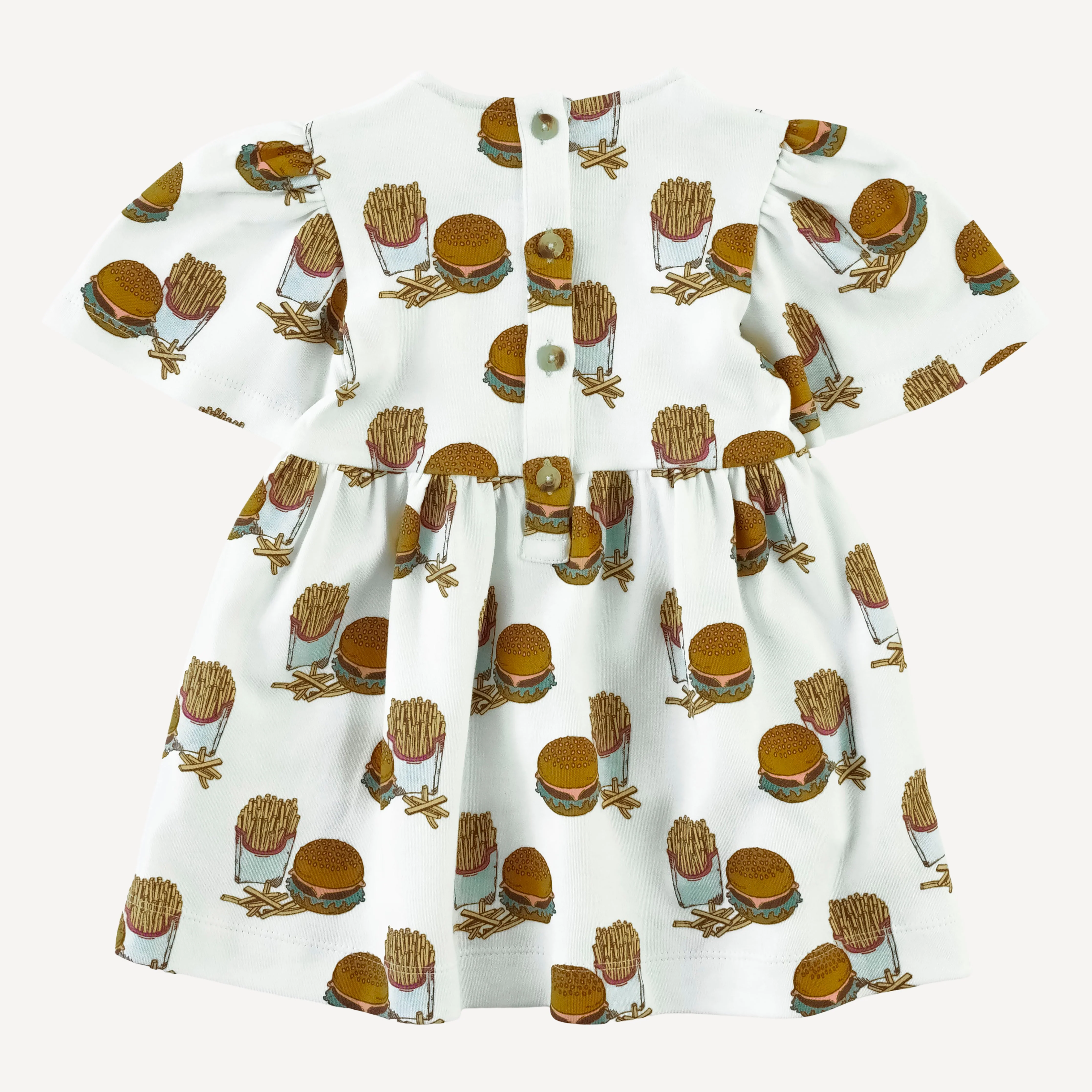 bell sleeve dress | burger & fries | organic cotton interlock - Image 3