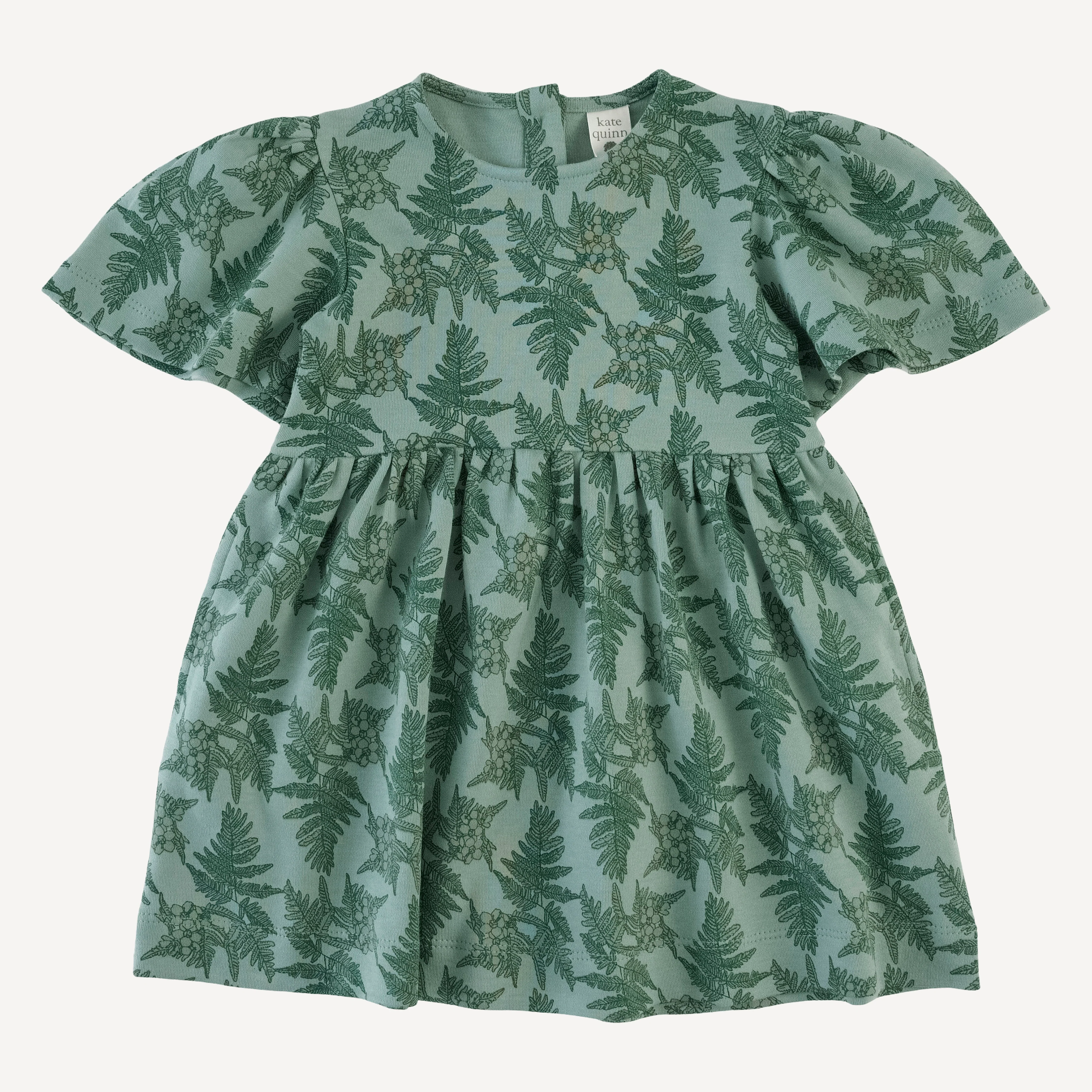 bell sleeve dress | fern floral | organic cotton interlock