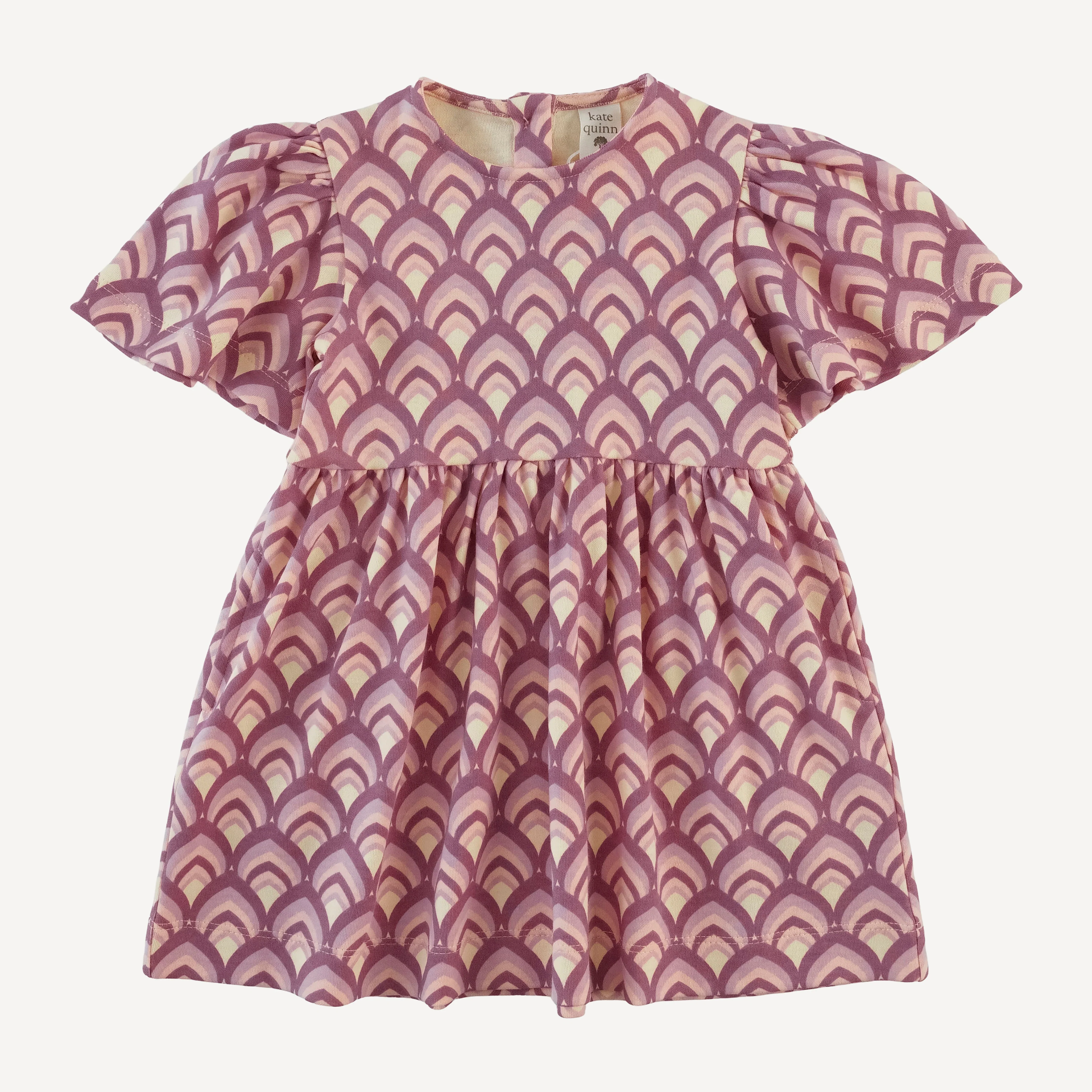 bell sleeve dress | mauve modern feather | organic cotton interlock