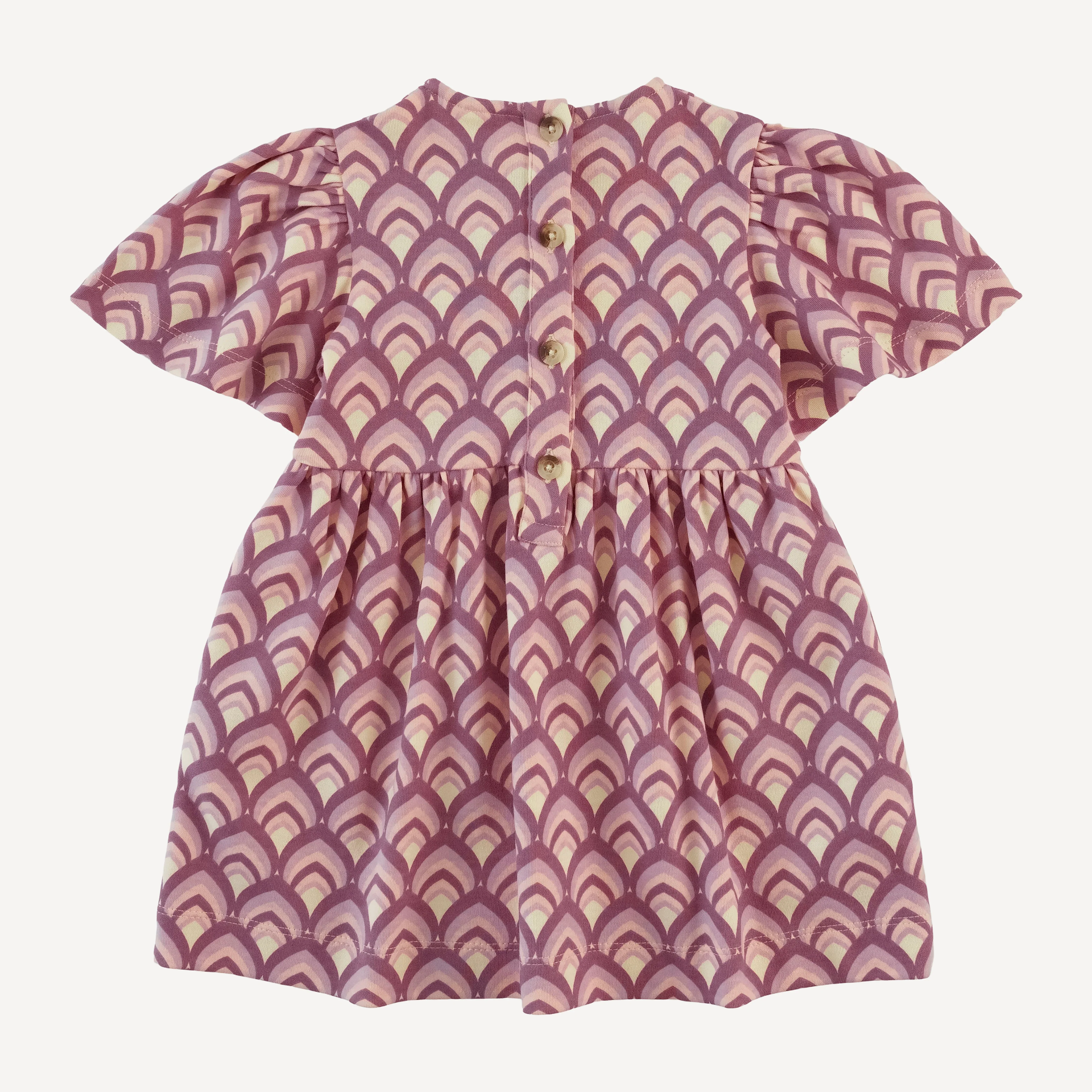bell sleeve dress | mauve modern feather | organic cotton interlock - Image 3