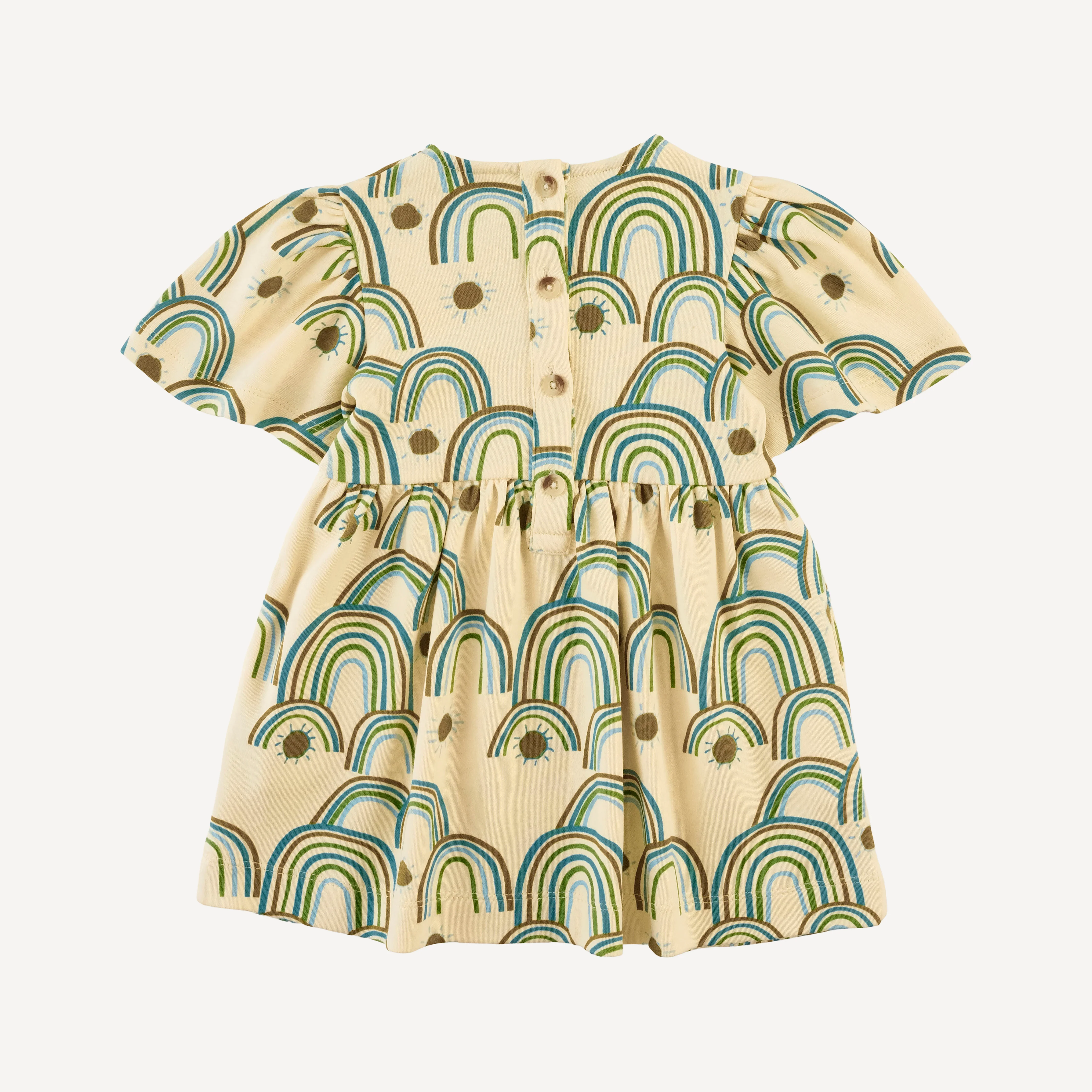 bell sleeve dress | multi rainbow | organic cotton interlock - Image 3