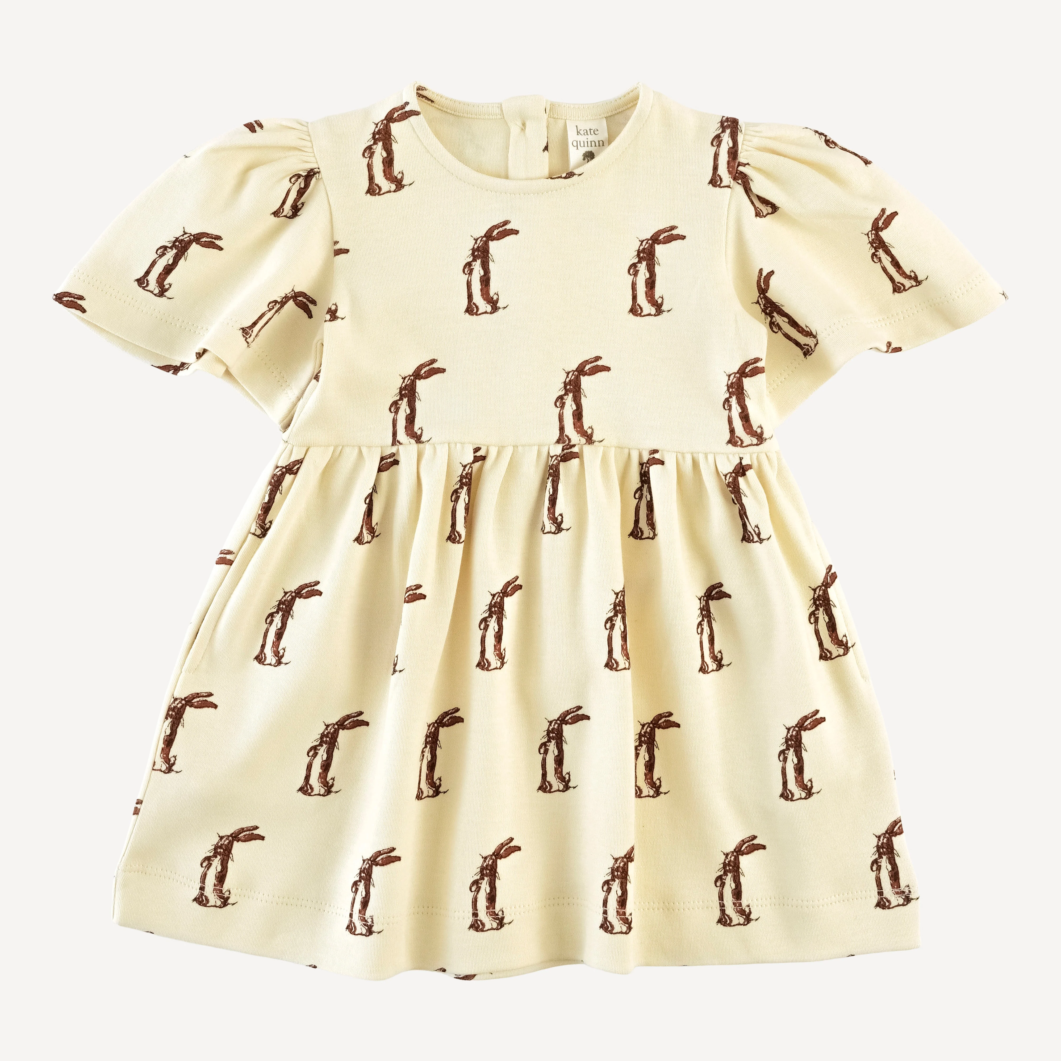 bell sleeve dress | plush rabbit | organic cotton interlock