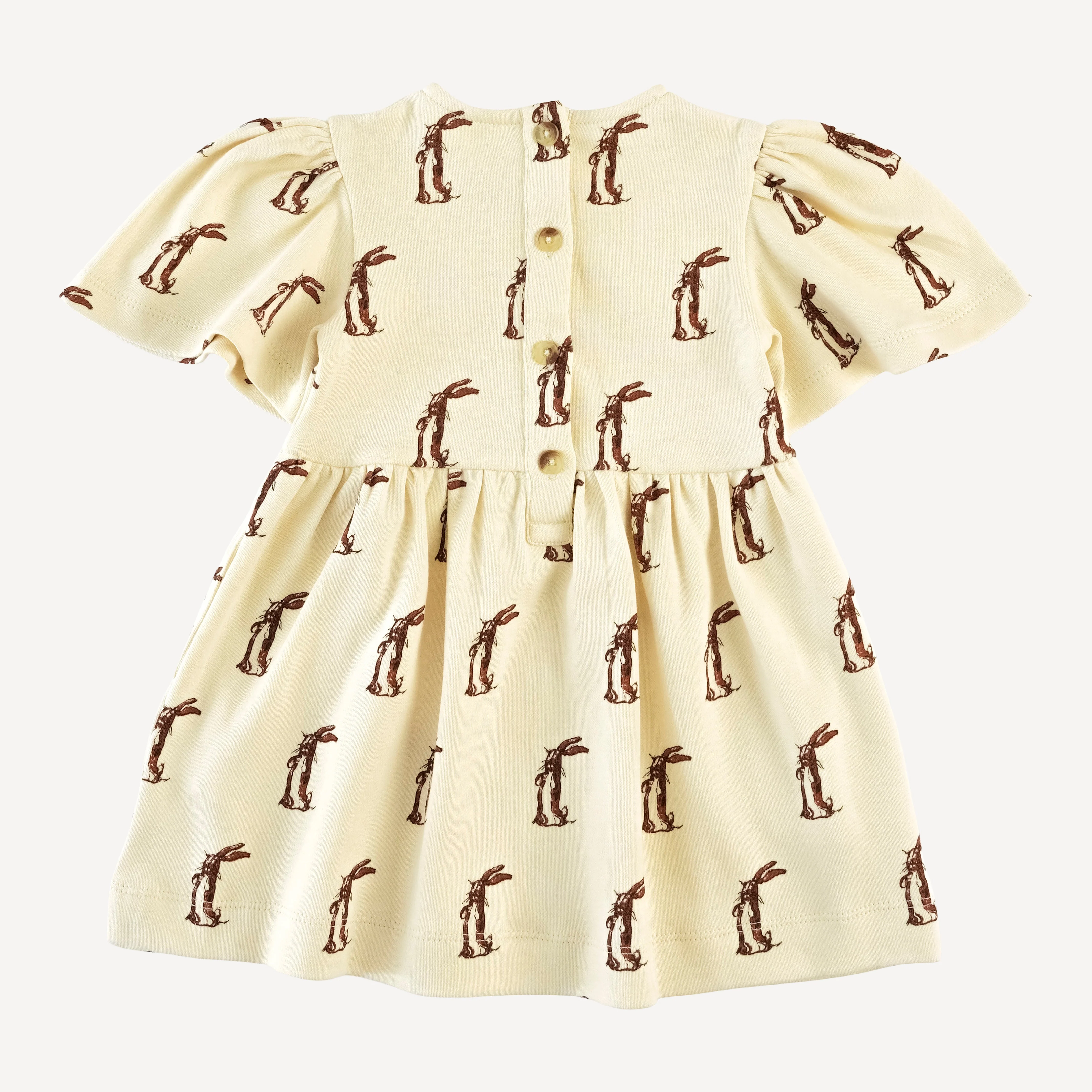 bell sleeve dress | plush rabbit | organic cotton interlock - Image 3
