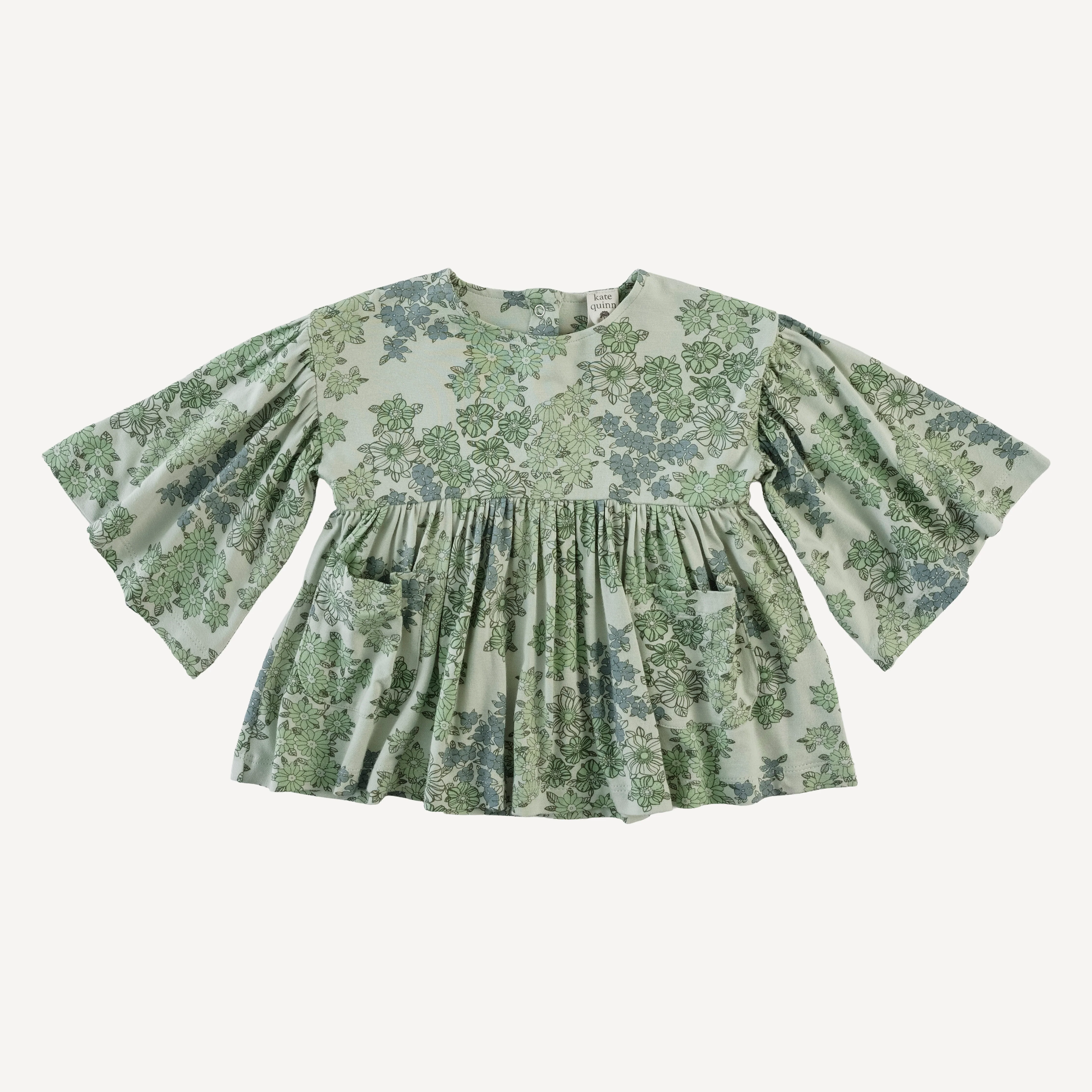 bell sleeve gathered tunic | jade wildflower | bamboo