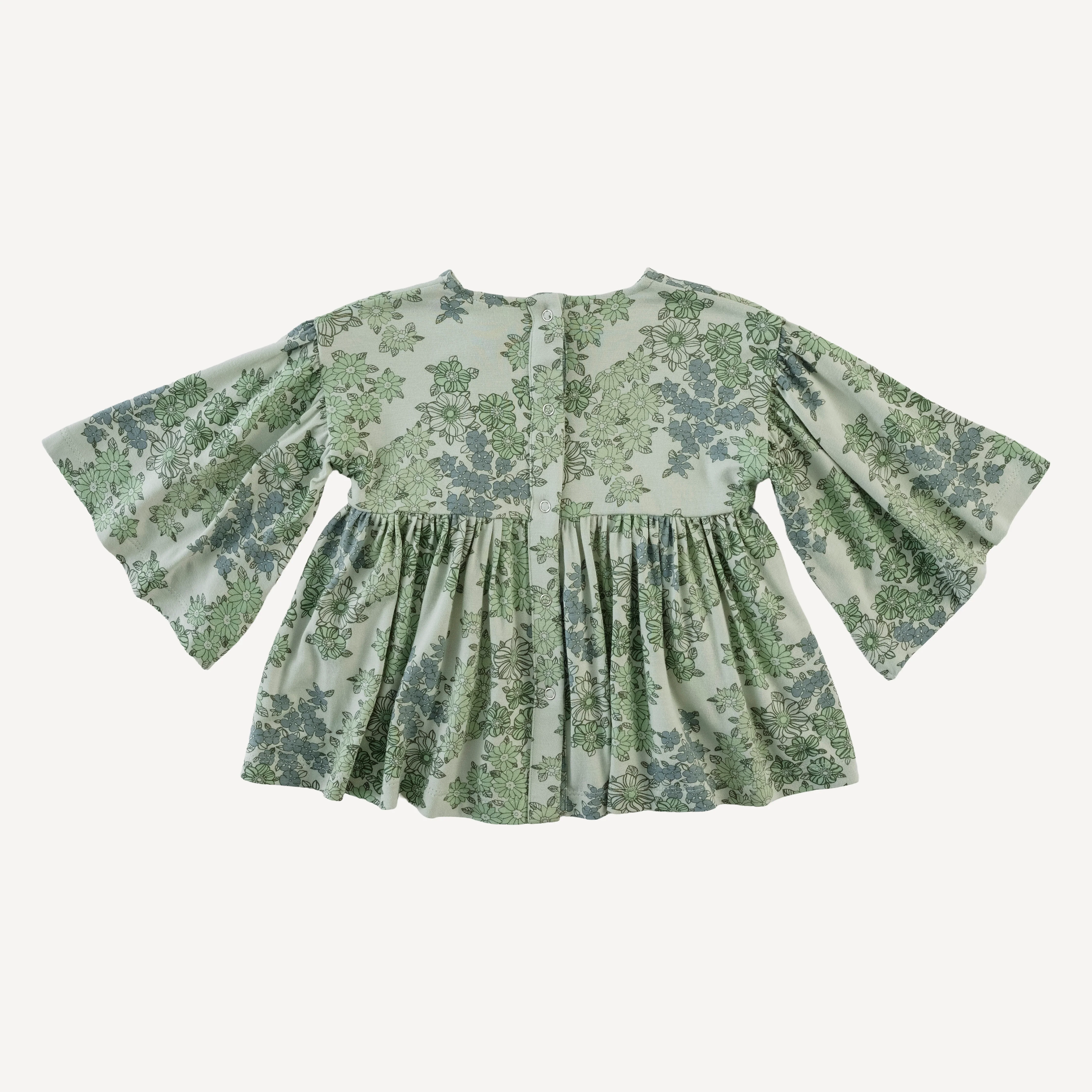 bell sleeve gathered tunic | jade wildflower | bamboo - Image 3