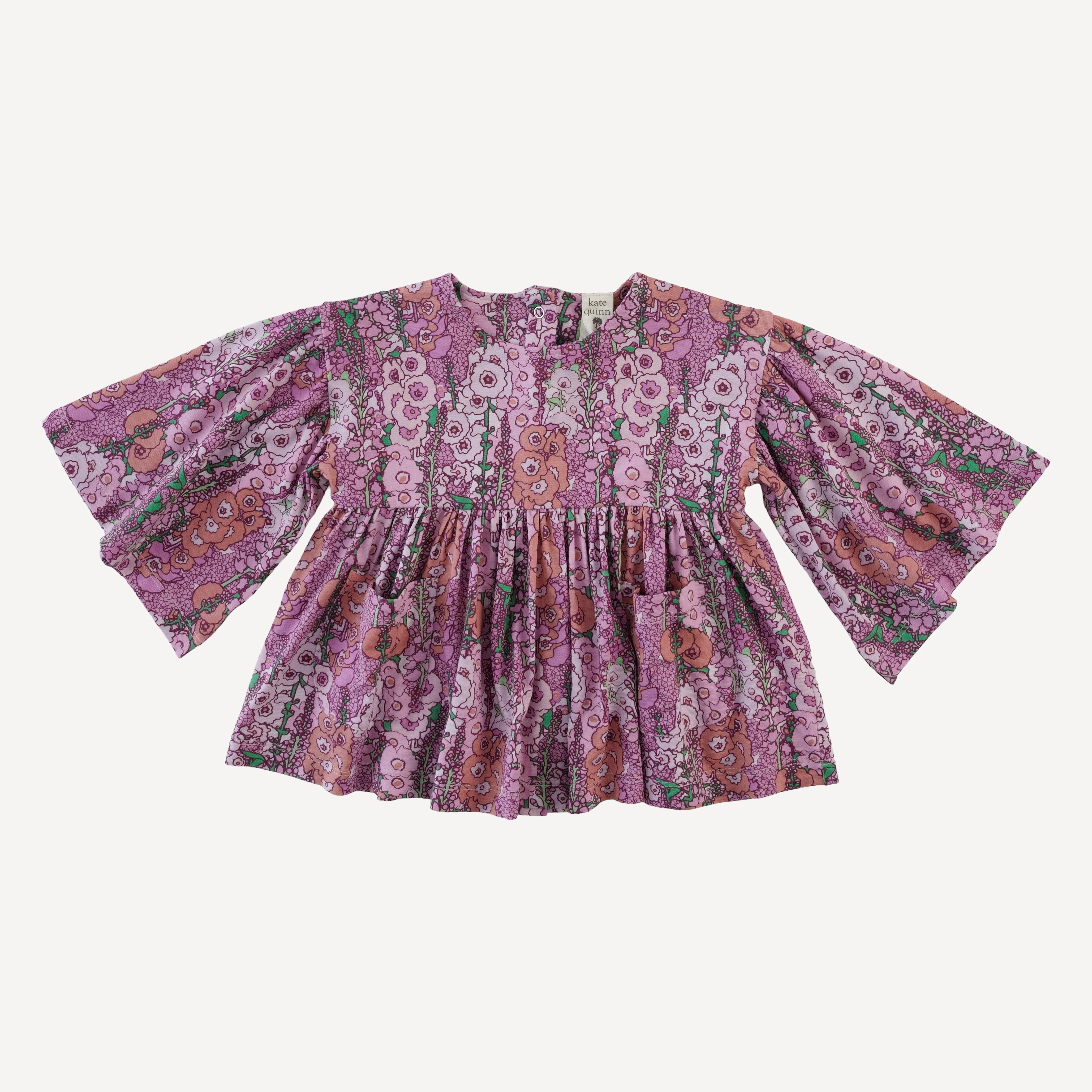 bell sleeve gathered tunic | orchid hollyhock | bamboo