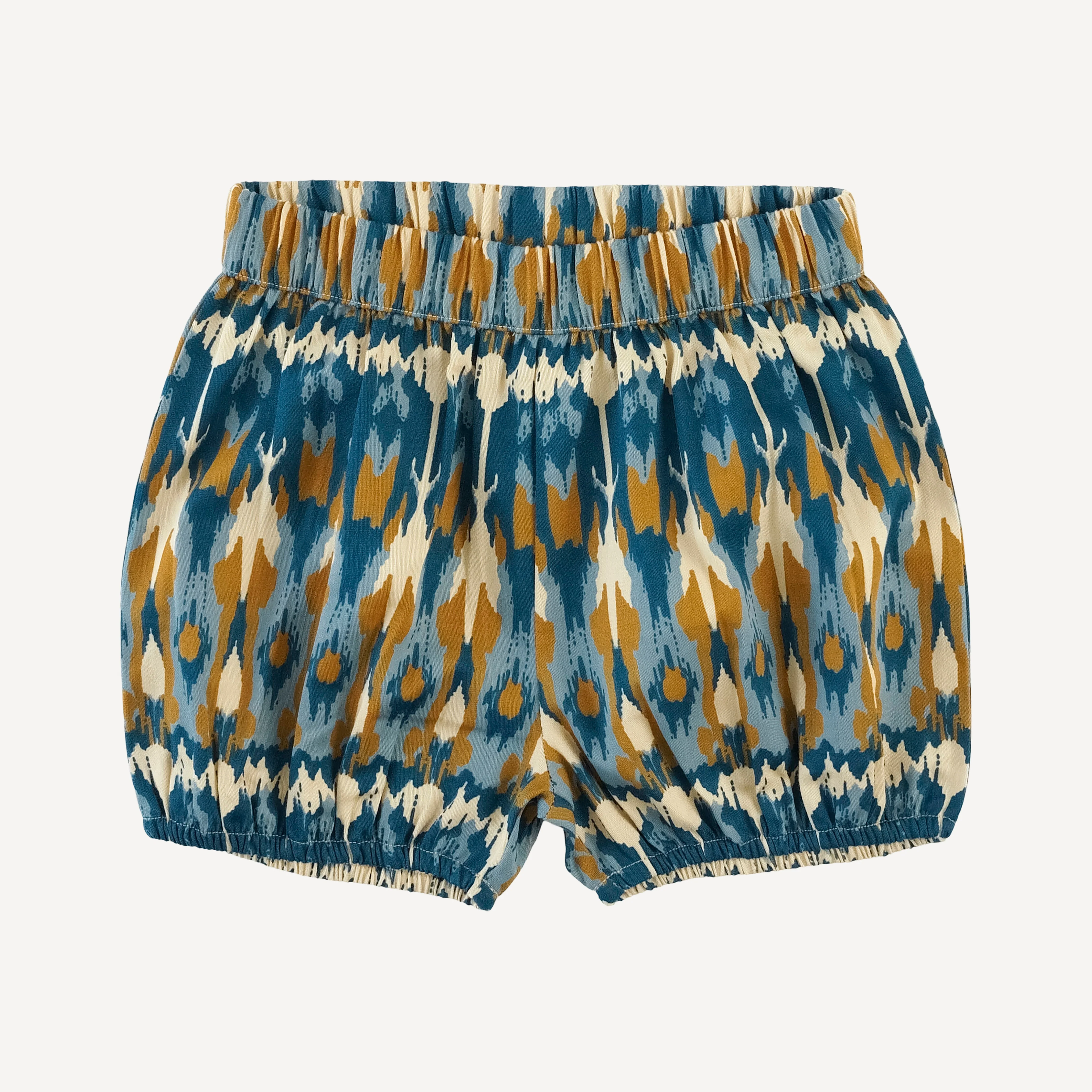 bloomer short | blue ikat | organic cotton sateen woven