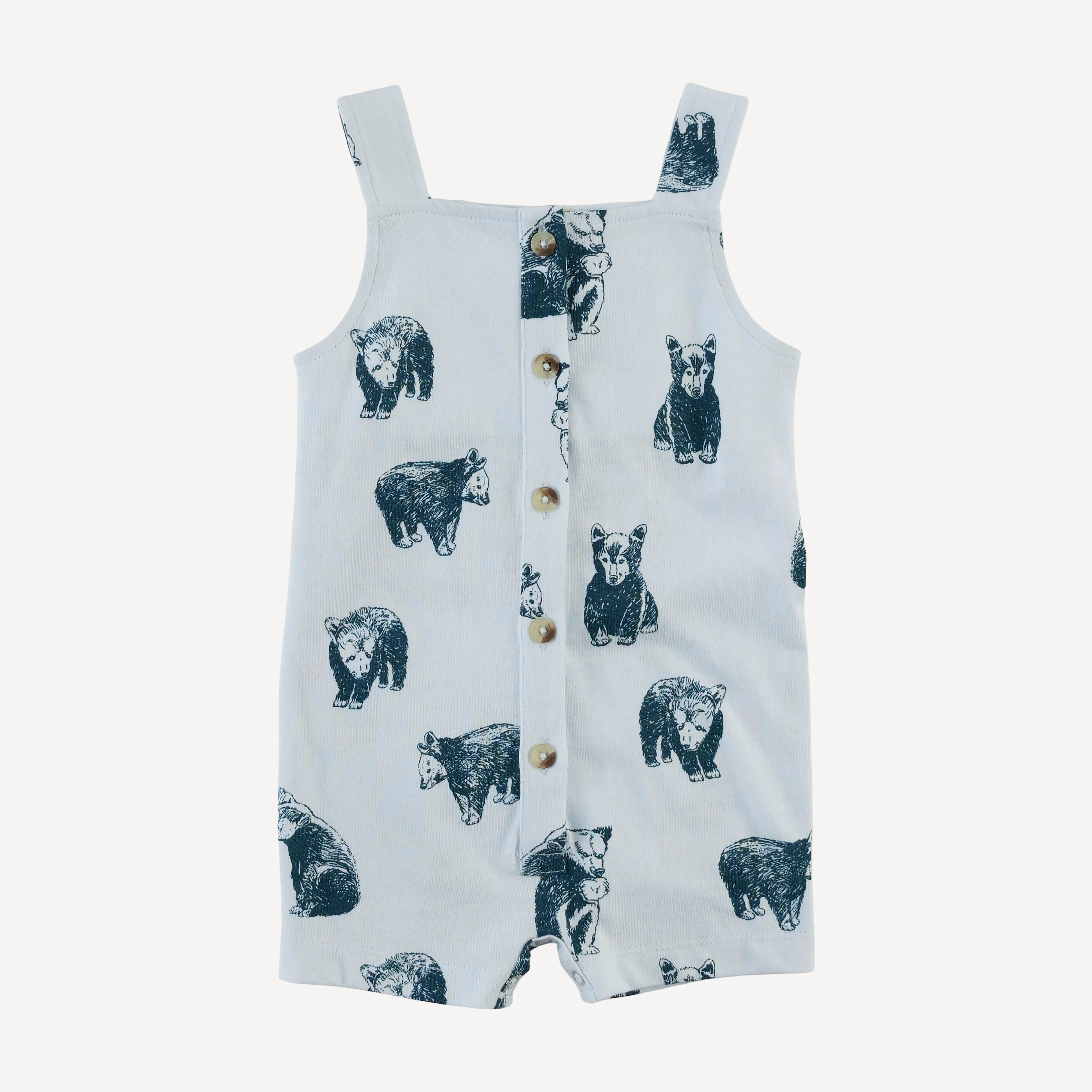 button overall shortie | blue bear cubs | organic cotton jersey