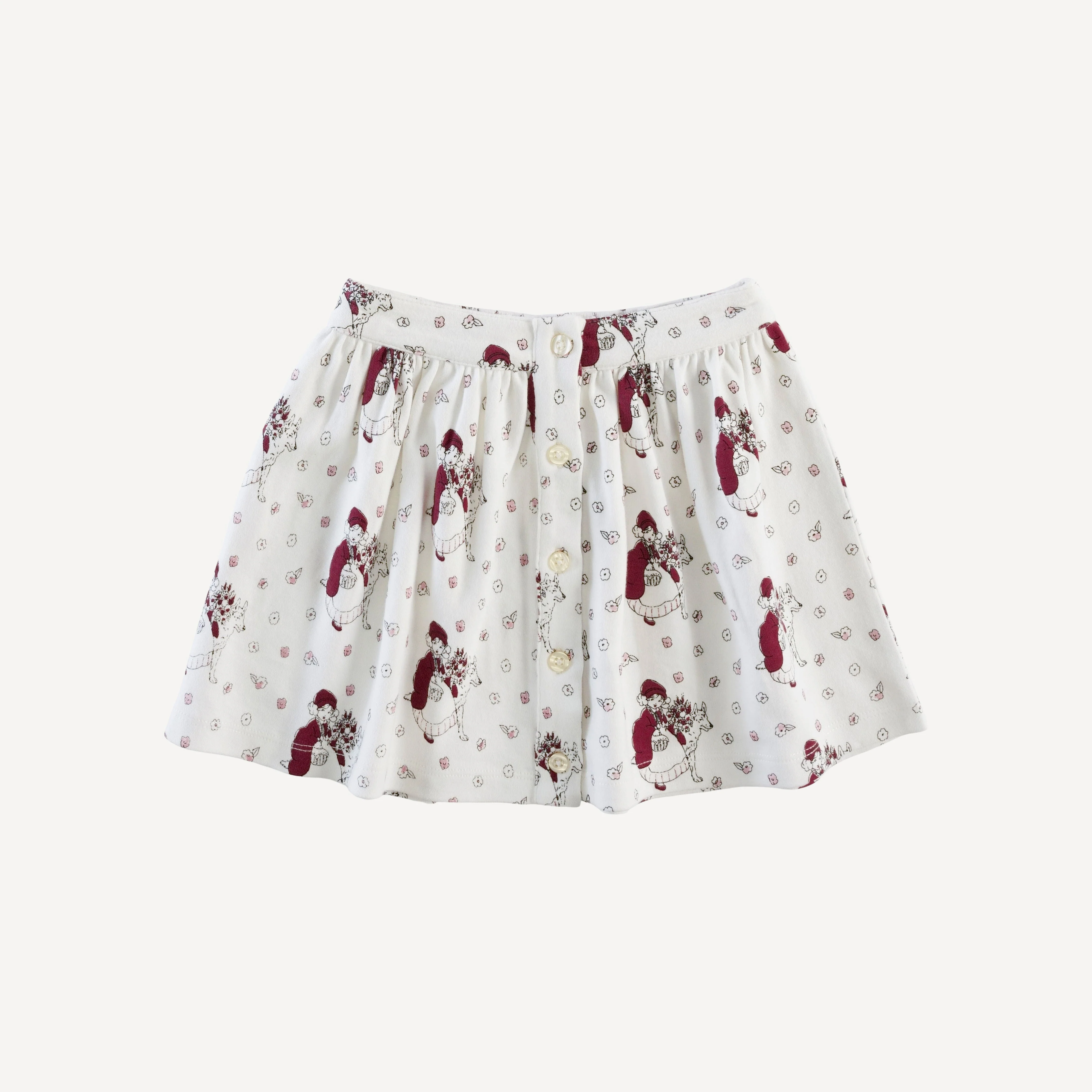 button skirt | little red | organic cotton interlock