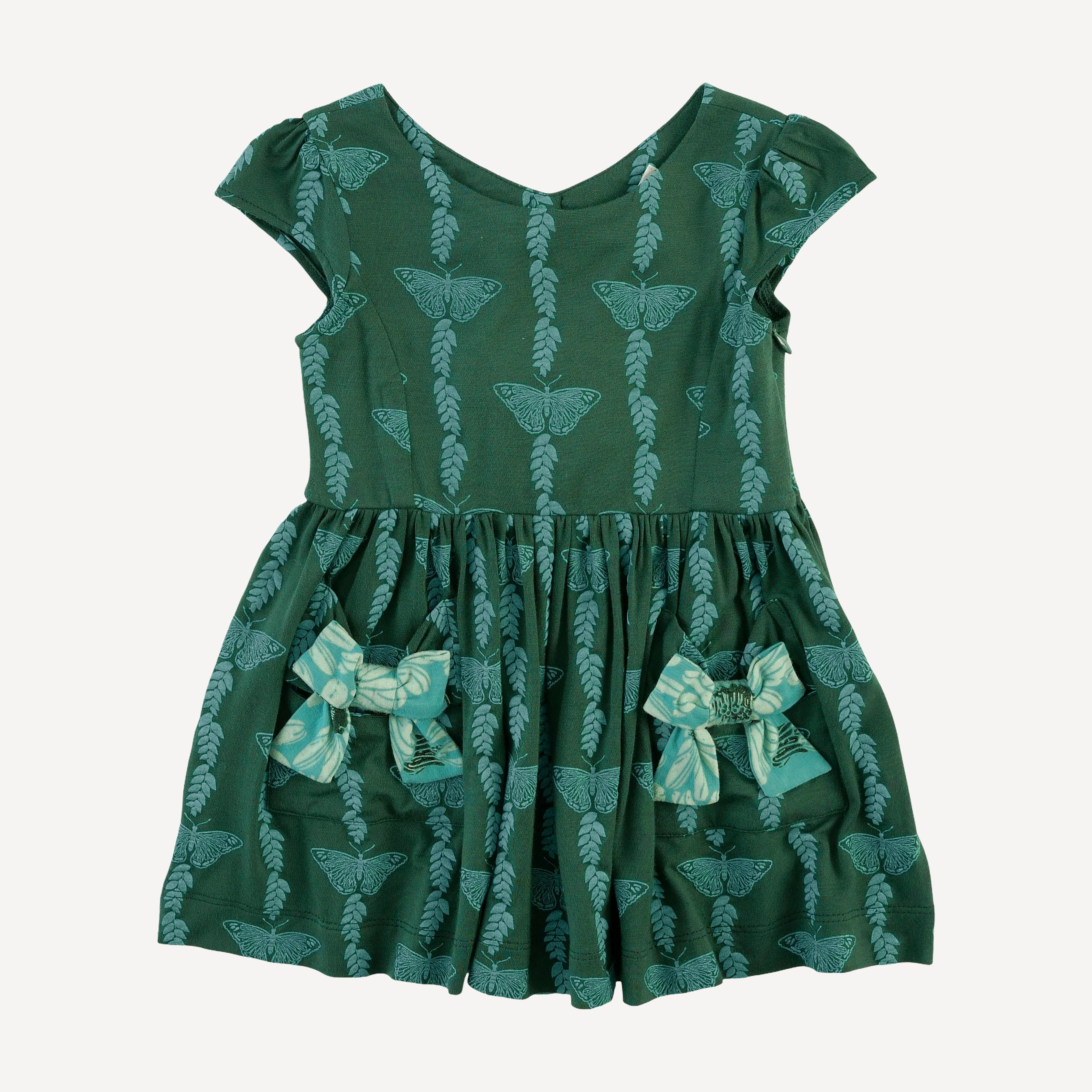 cap sleeve back bow dress | juniper butterfly vine | bamboo