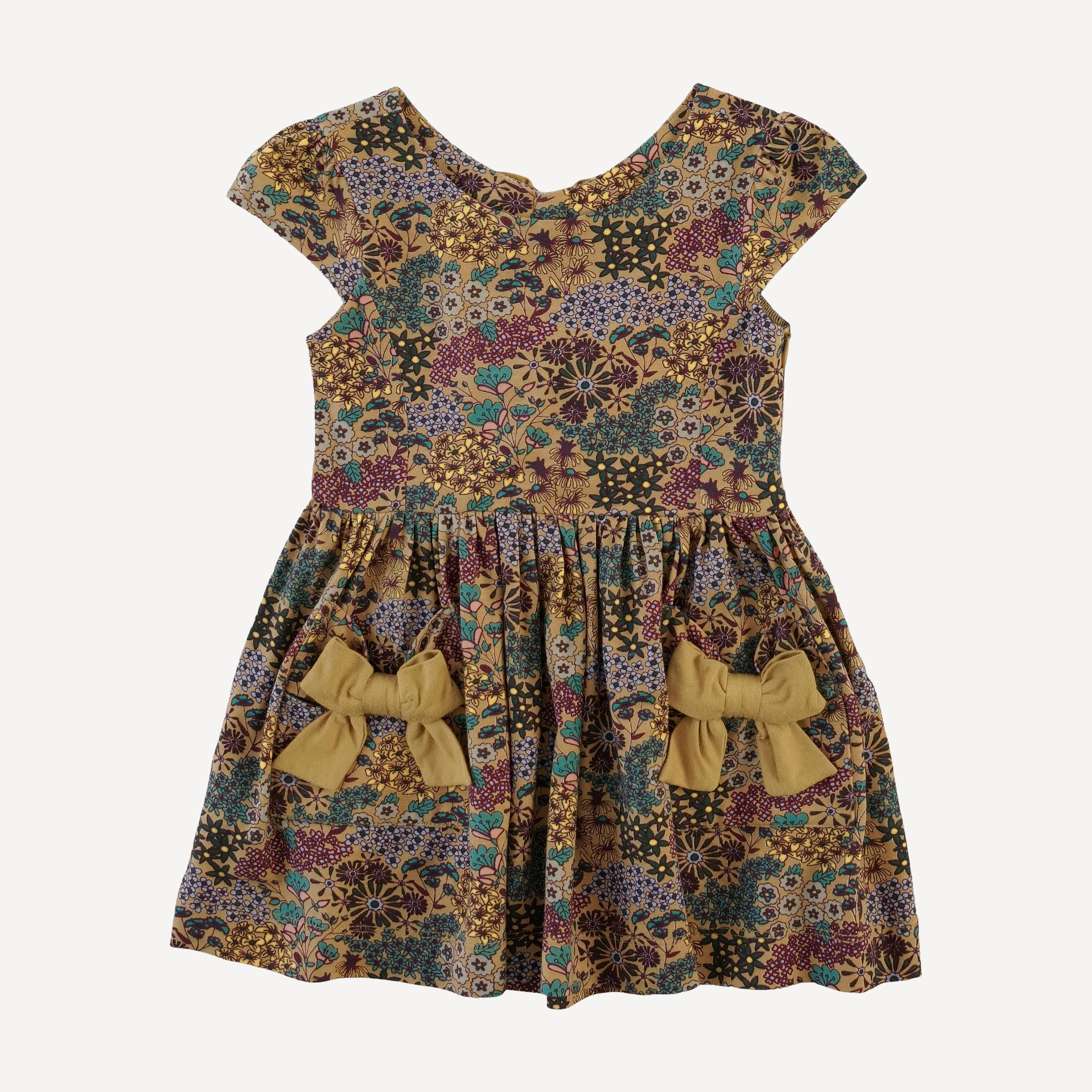 cap sleeve back bow dress | taffy ditsy | bamboo