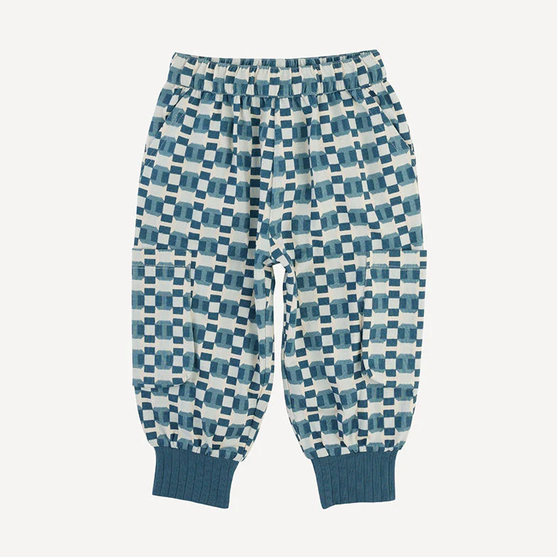 cargo bubble pant | blue graphic | organic cotton jersey