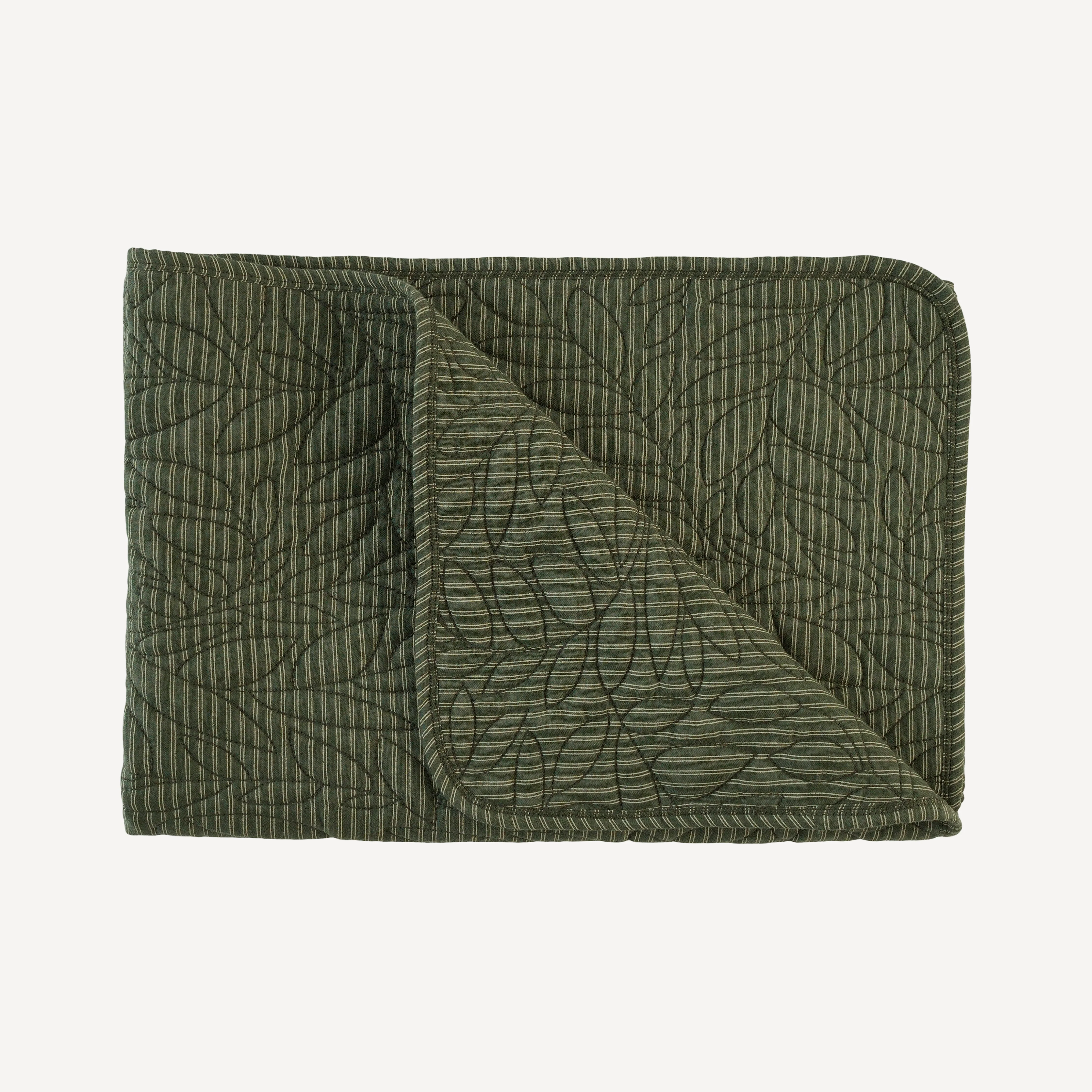 classic leaf quilt | green pinstripe | organic cotton gauze - Image 3