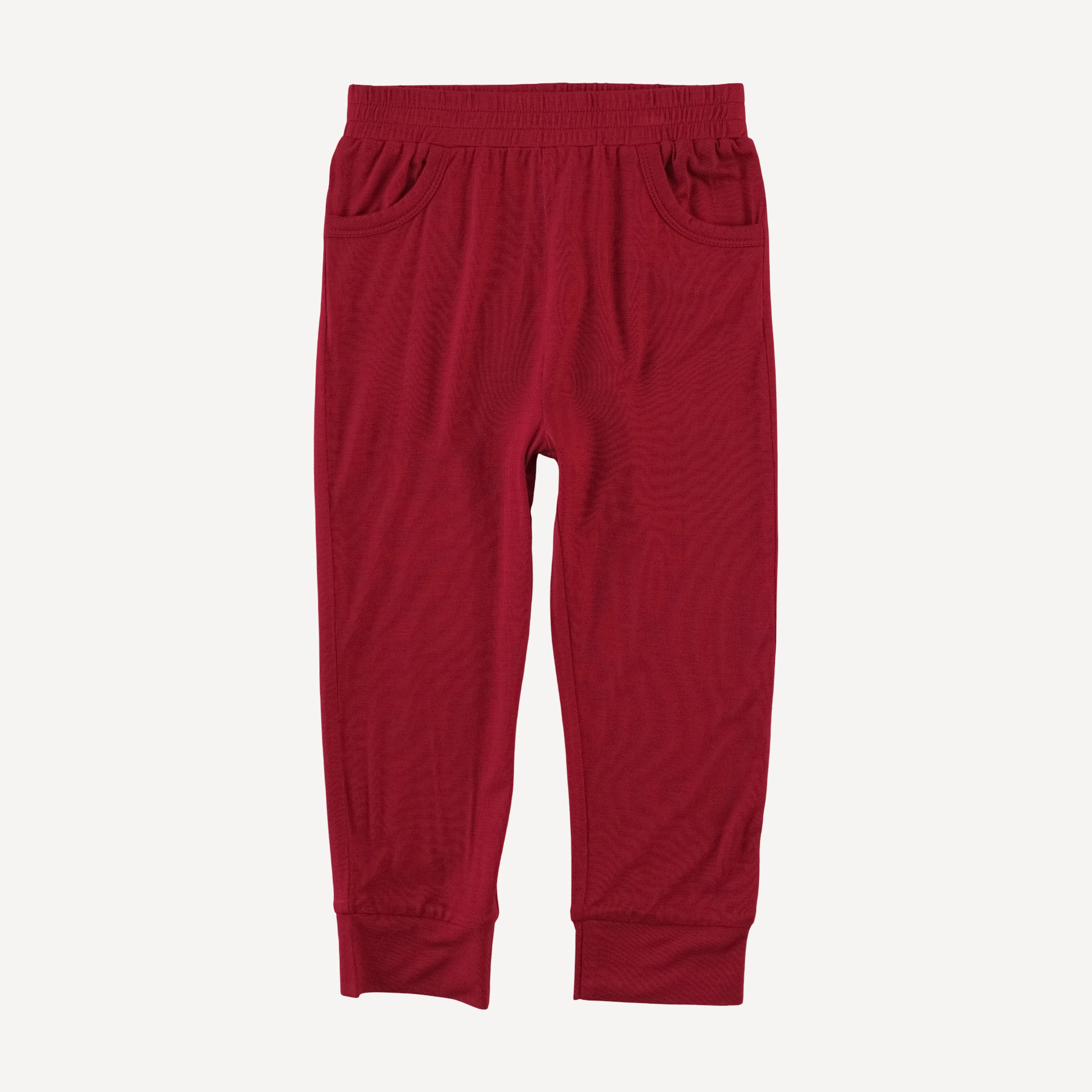 cuffed pocket jogger | red dahlia | bamboo