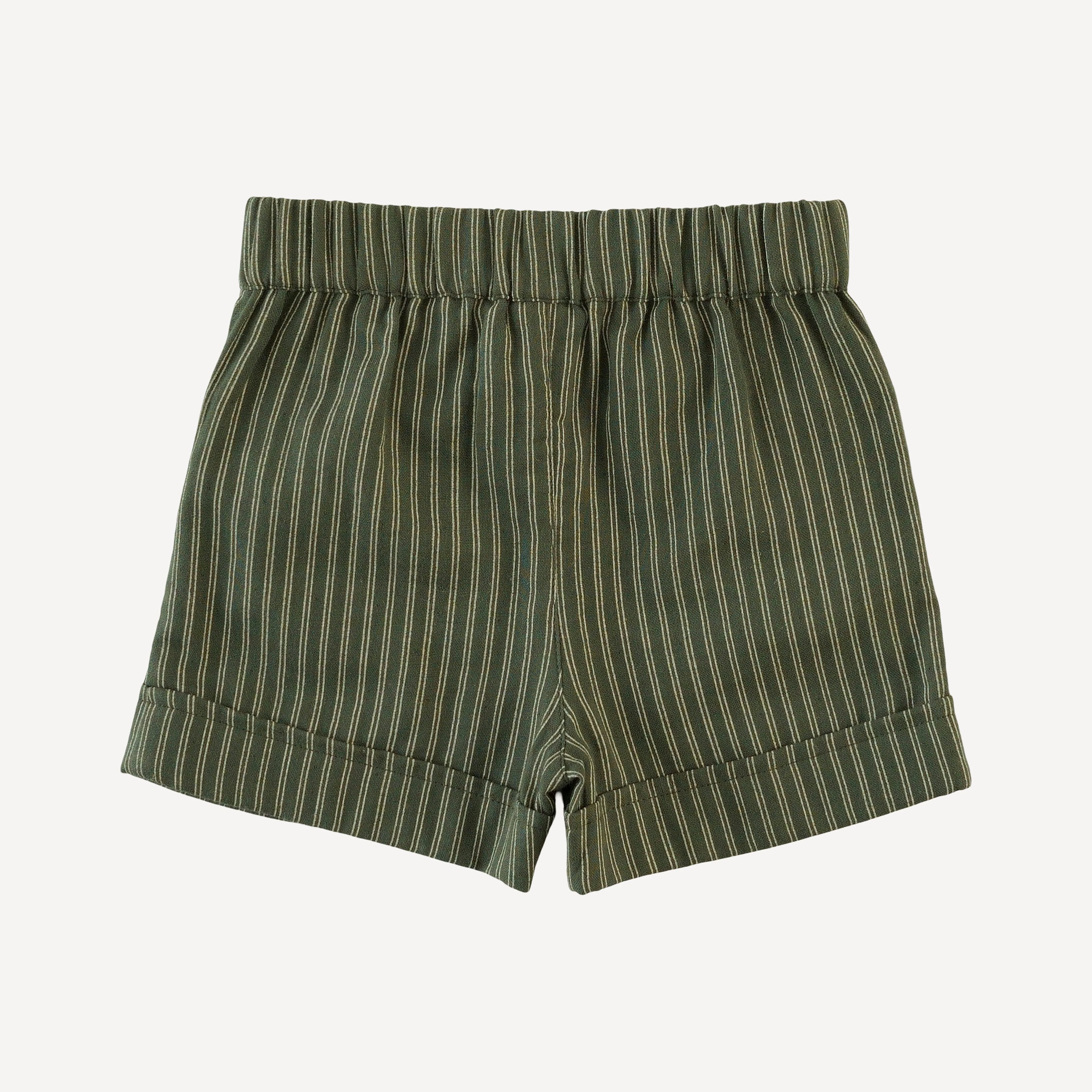 cuffed pocket short | green pinstripe | organic cotton gauze - Image 3