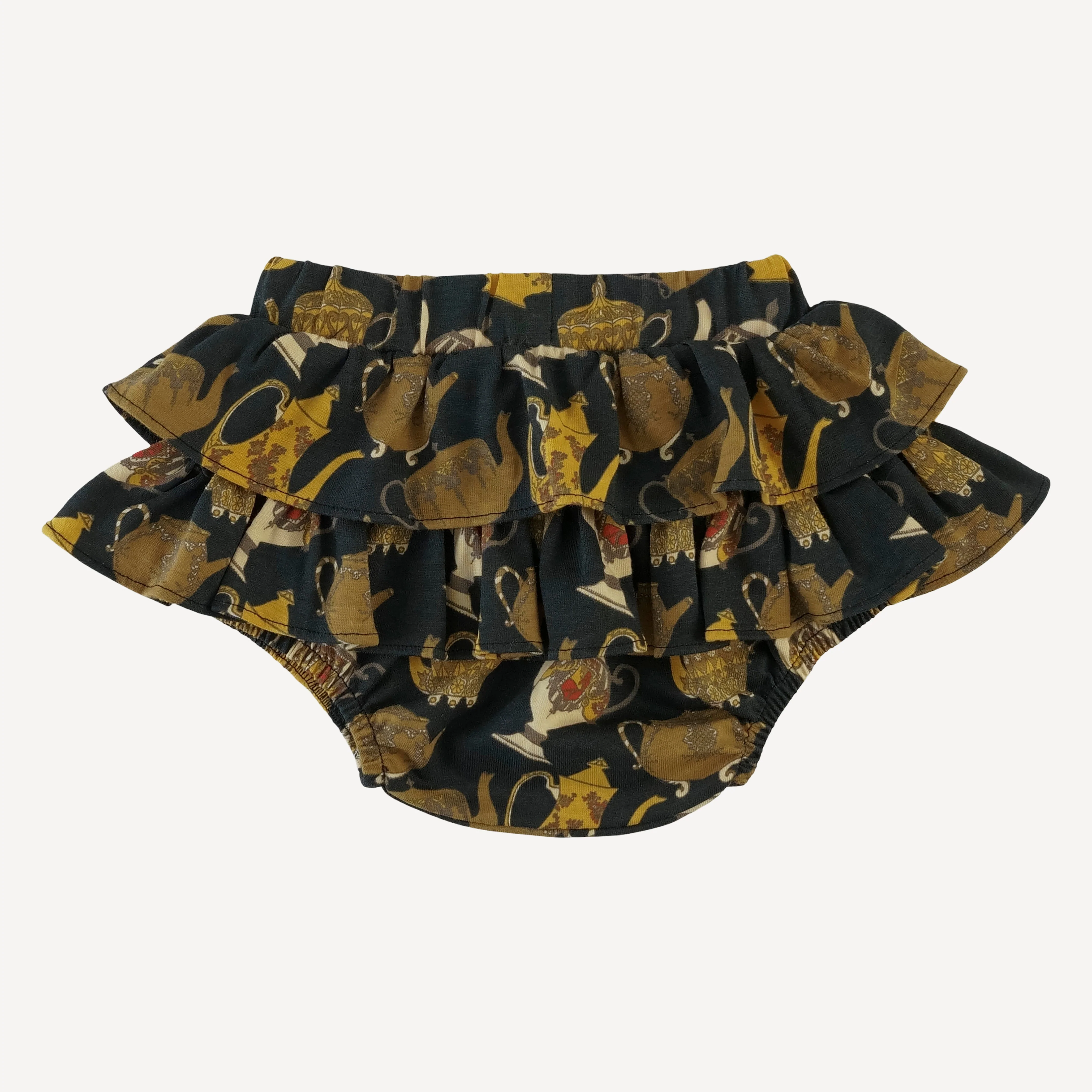 double ruffle bloomer | gold teapots | organic cotton jersey - Image 3