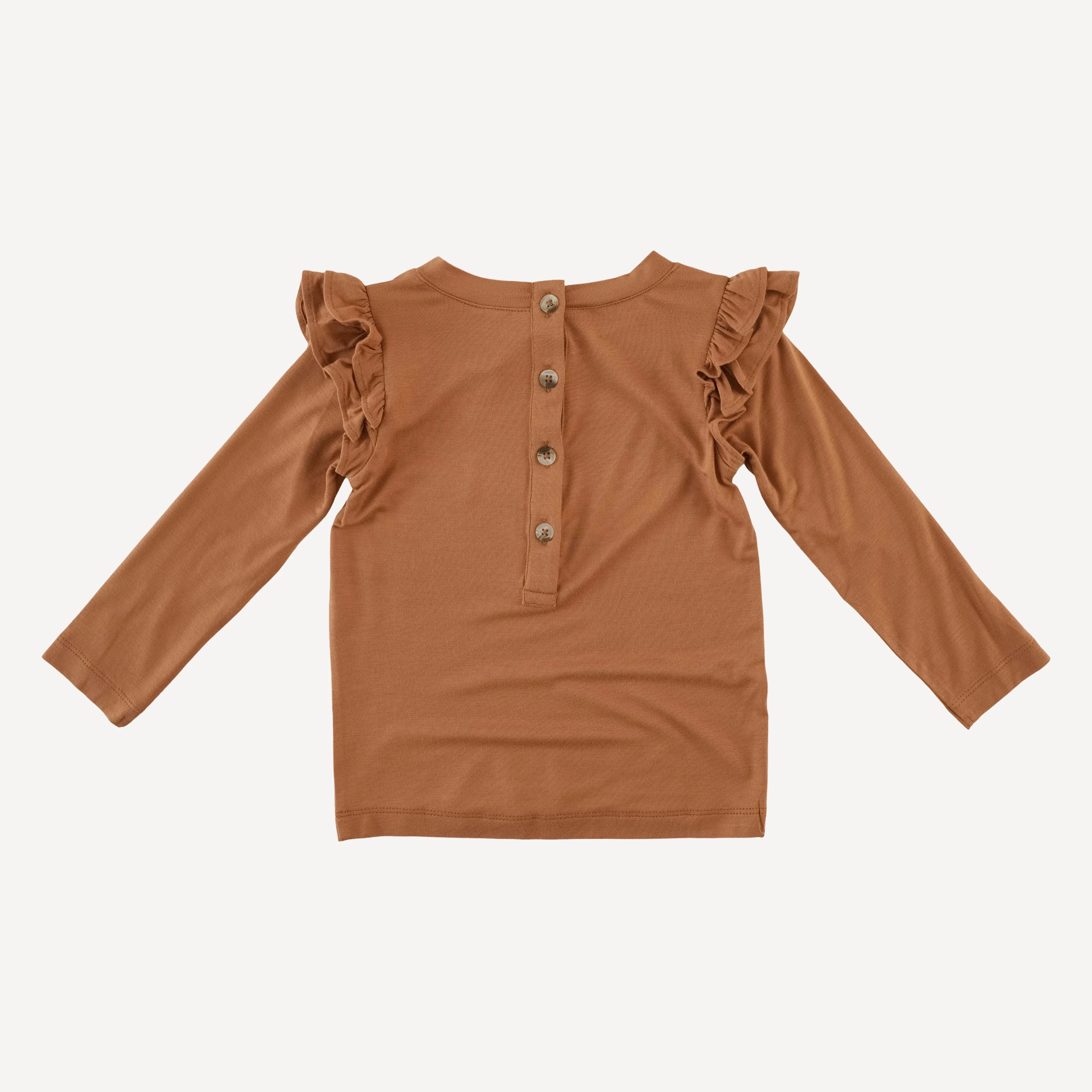 double ruffle shoulder top | toffee | bamboo - Image 3