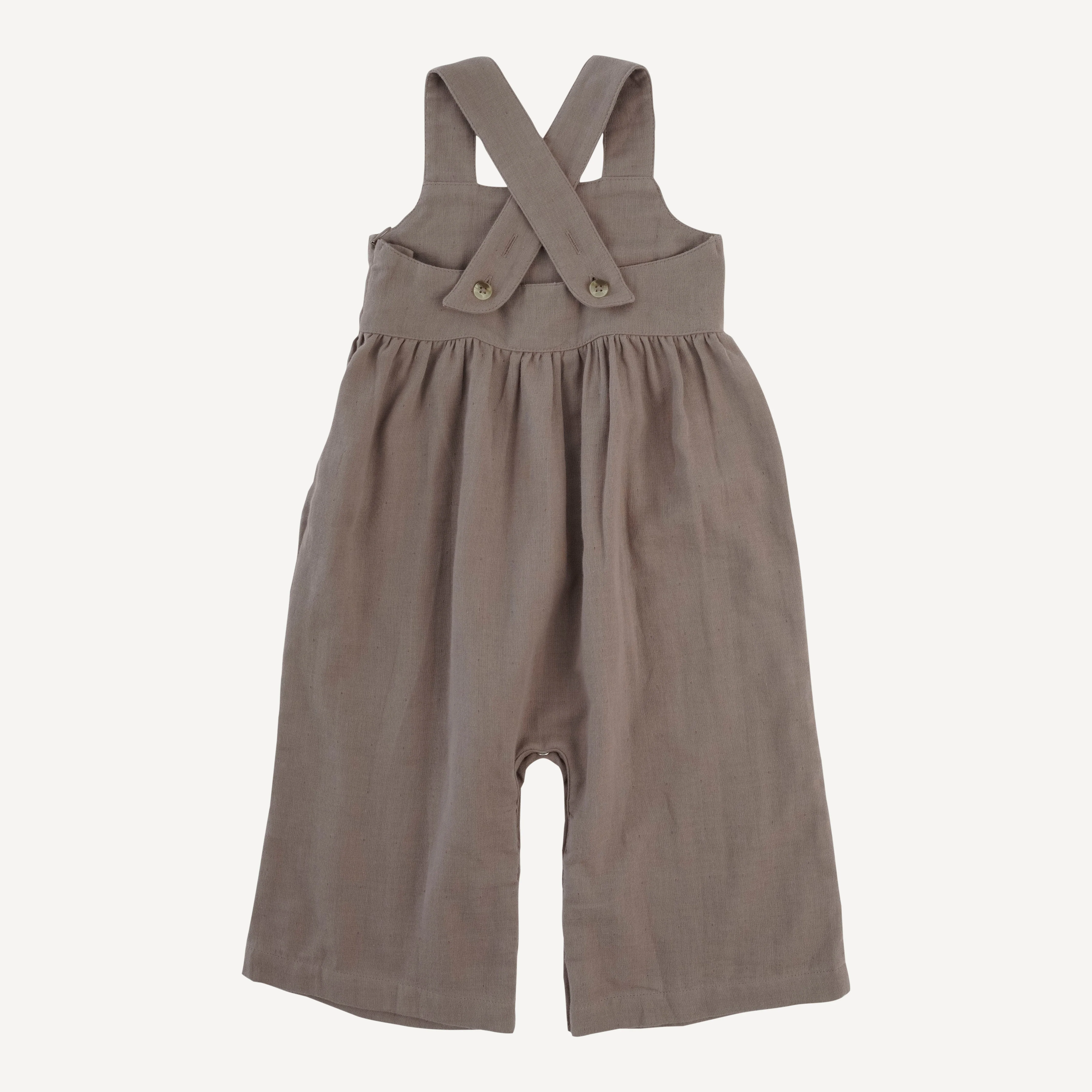 embroidered gaucho jumpsuit | dark truffle | organic cotton gauze - Image 3