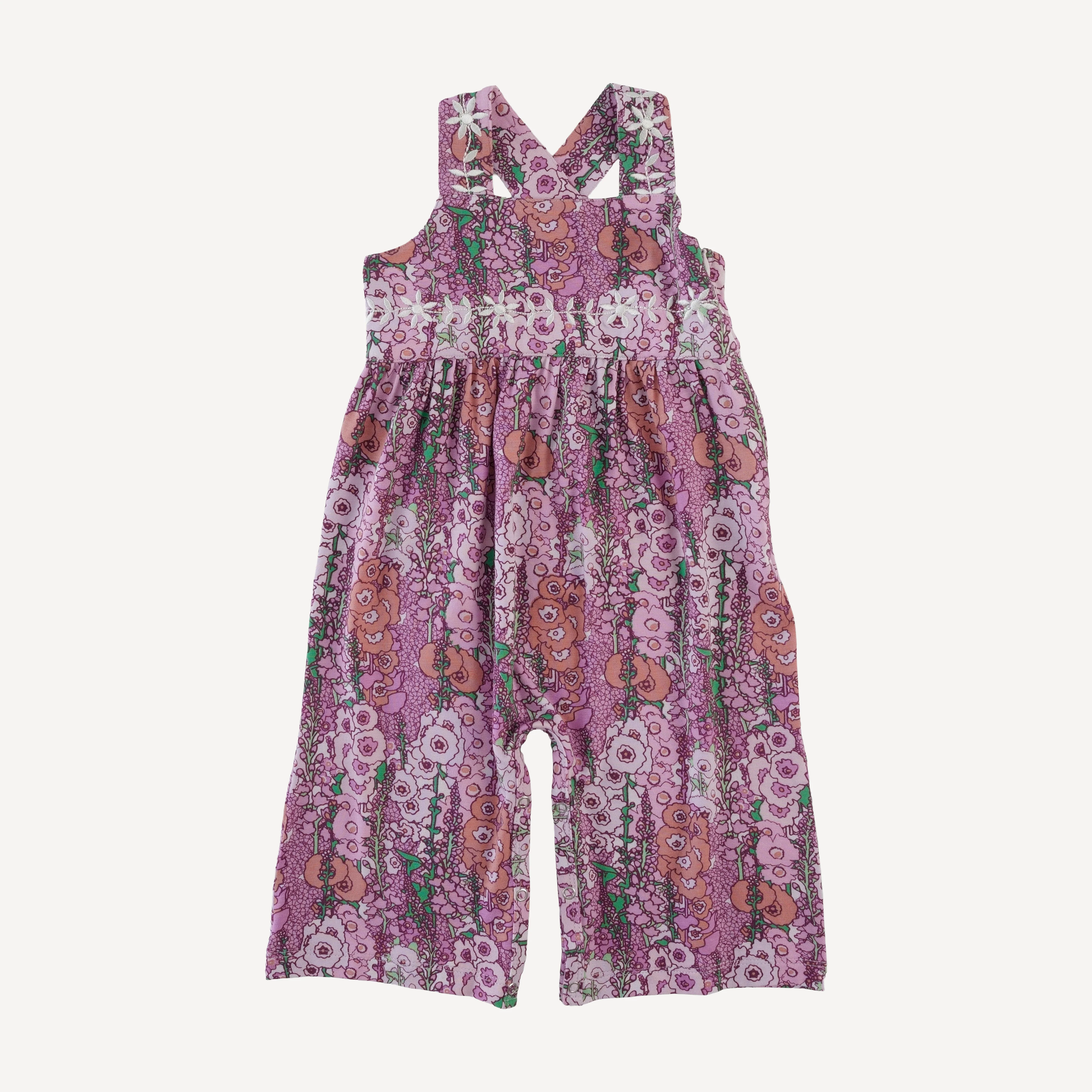 embroidered gaucho jumpsuit | orchid hollyhock | bamboo