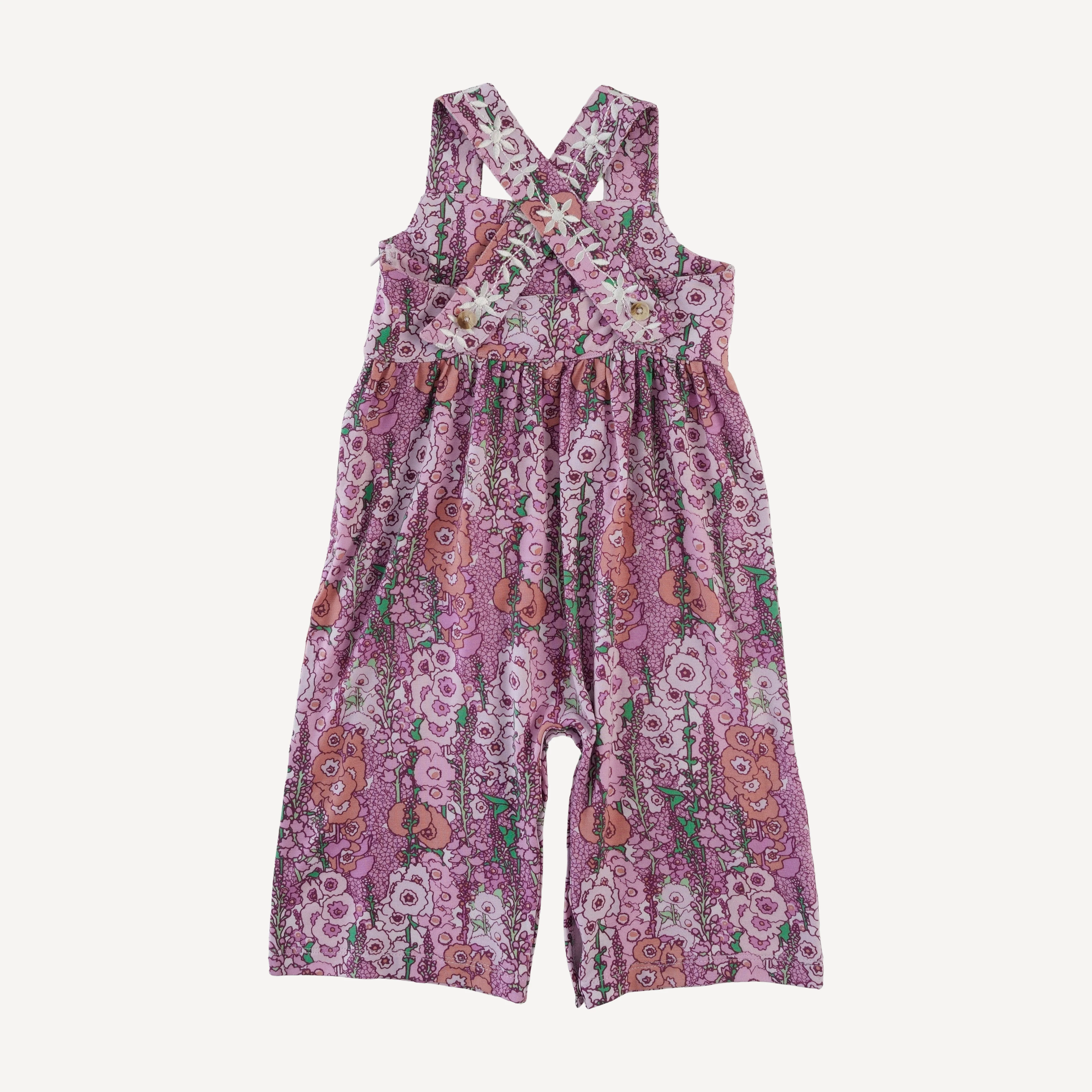 embroidered gaucho jumpsuit | orchid hollyhock | bamboo - Image 3