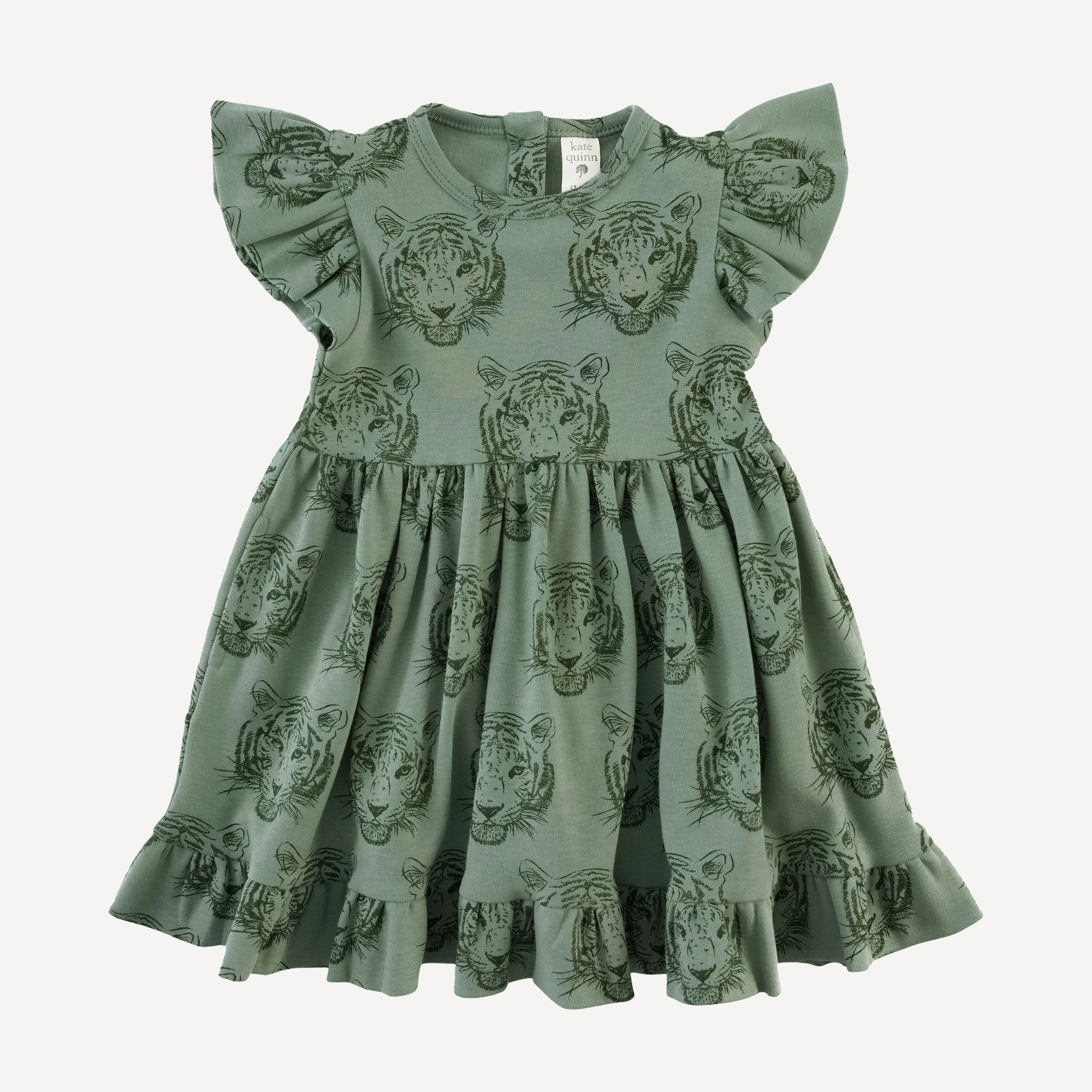 flutter sleeve pinafore dress | iceberg tigers | organic cotton interlock