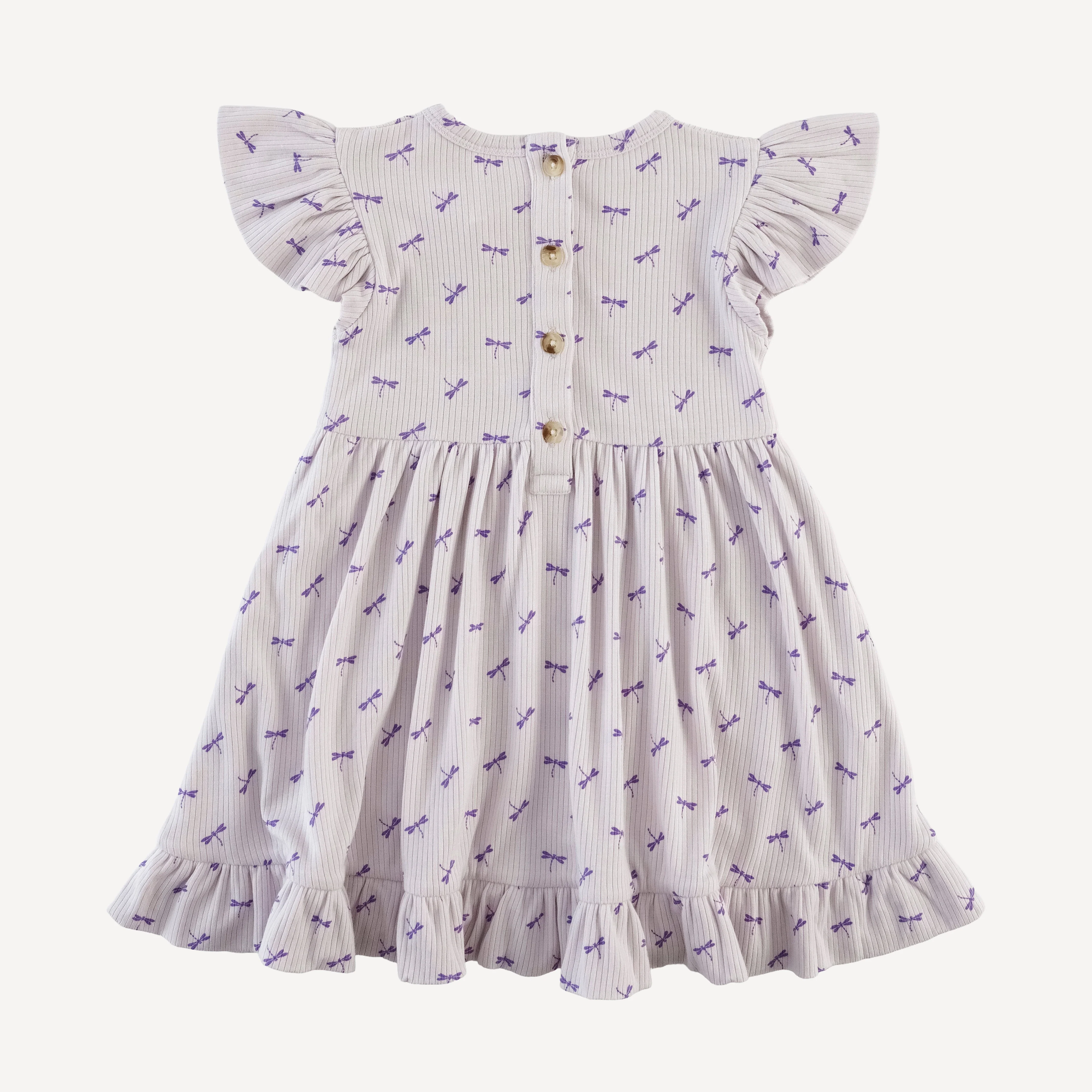 flutter sleeve pinafore dress | tiny dragonfly | modal skinny rib - Image 3