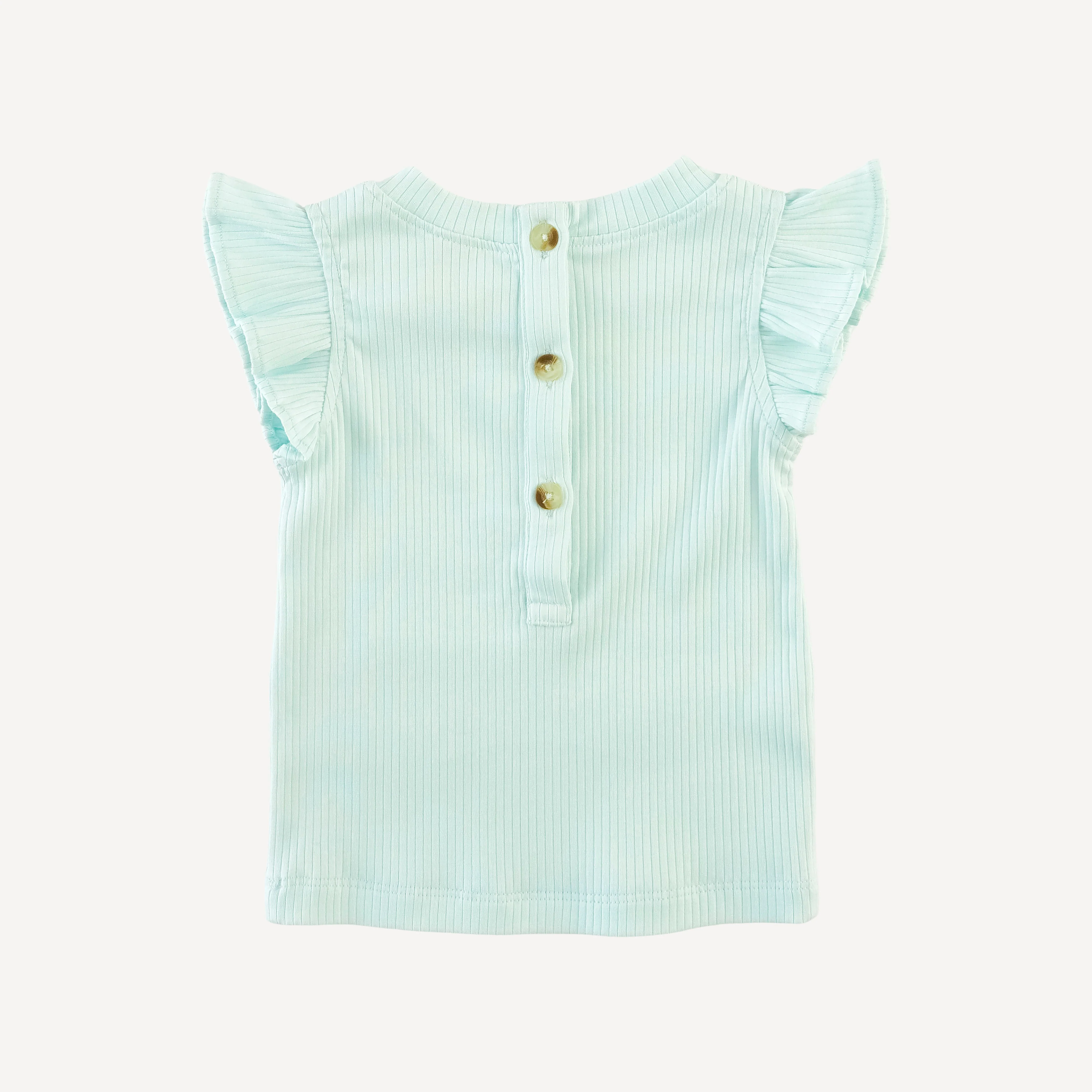 flutter sleeve ruffle top | ice blue | organic cotton single rib - Image 3
