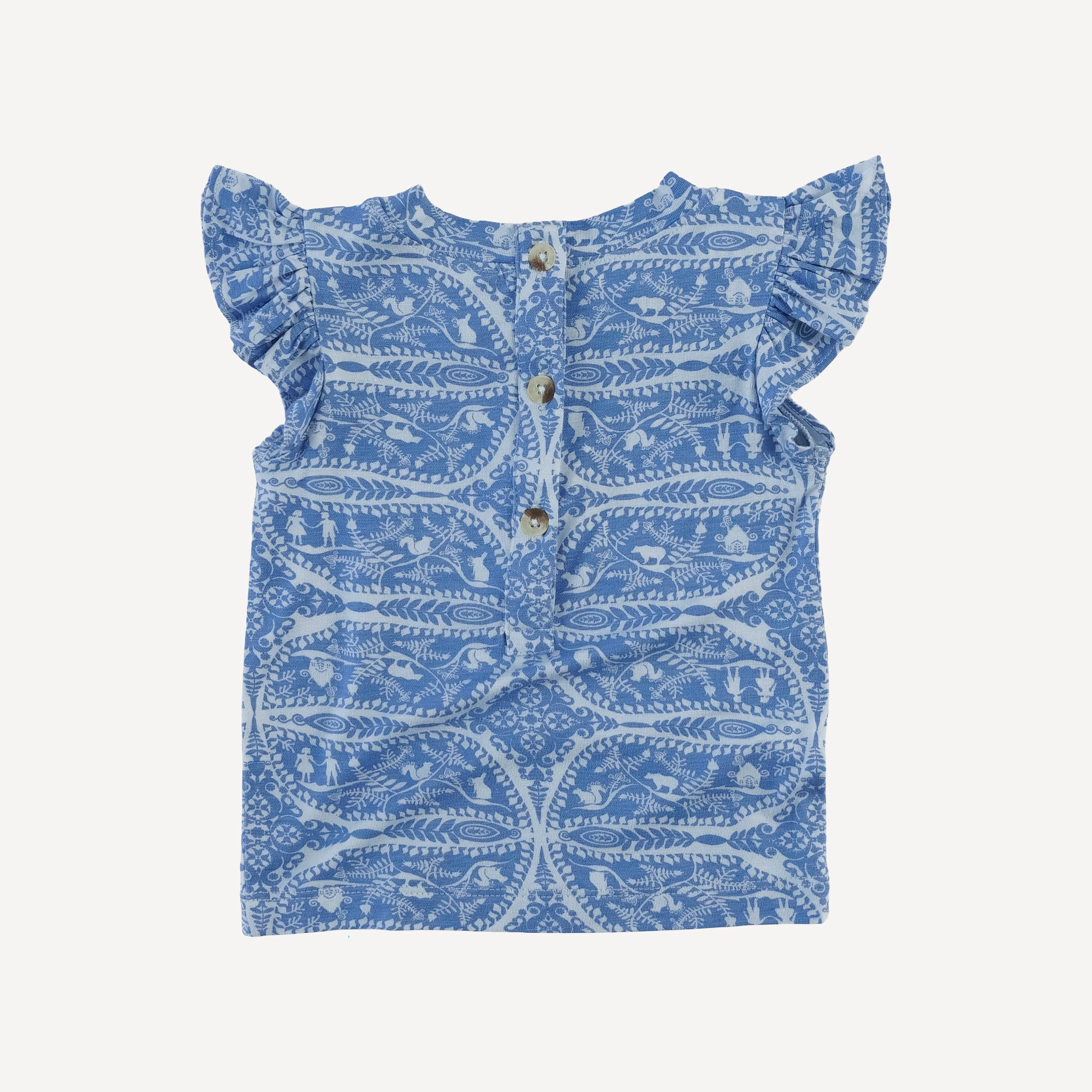 flutter sleeve shoulder ruffle top | blue fauna | bamboo - Image 3