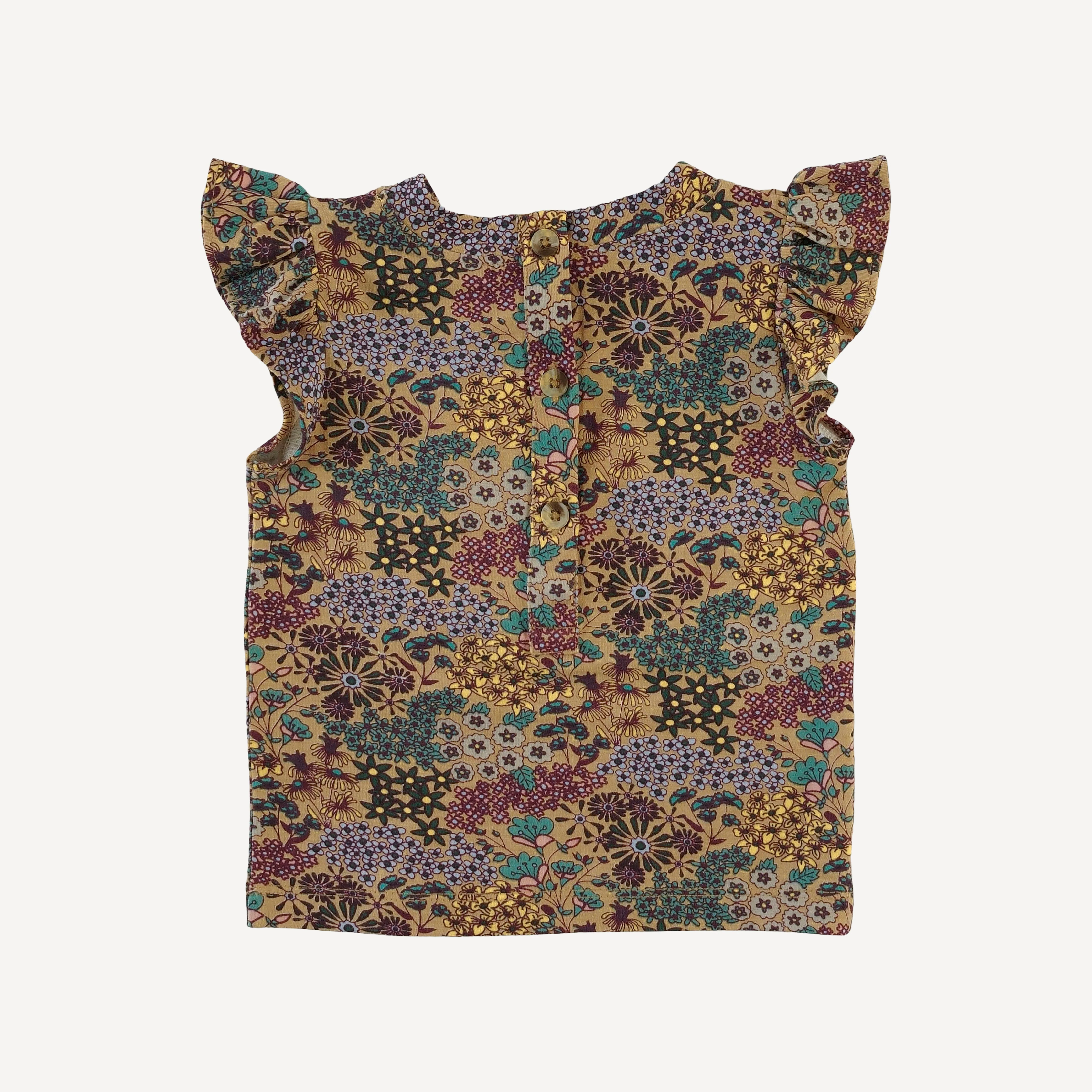 flutter sleeve shoulder ruffle top | taffy ditsy | bamboo - Image 3