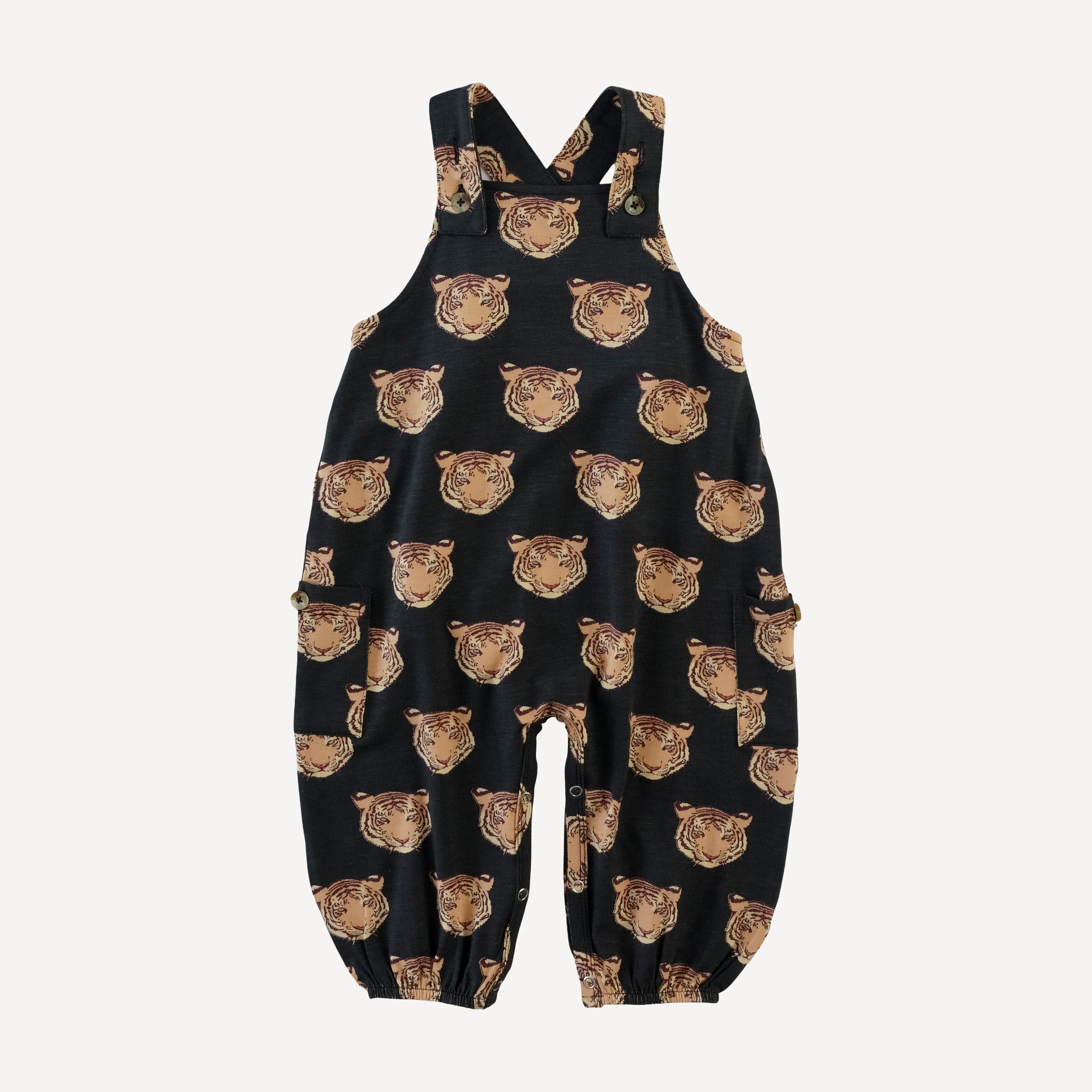 gathered bubble pocket overall | OG tigers | bamboo