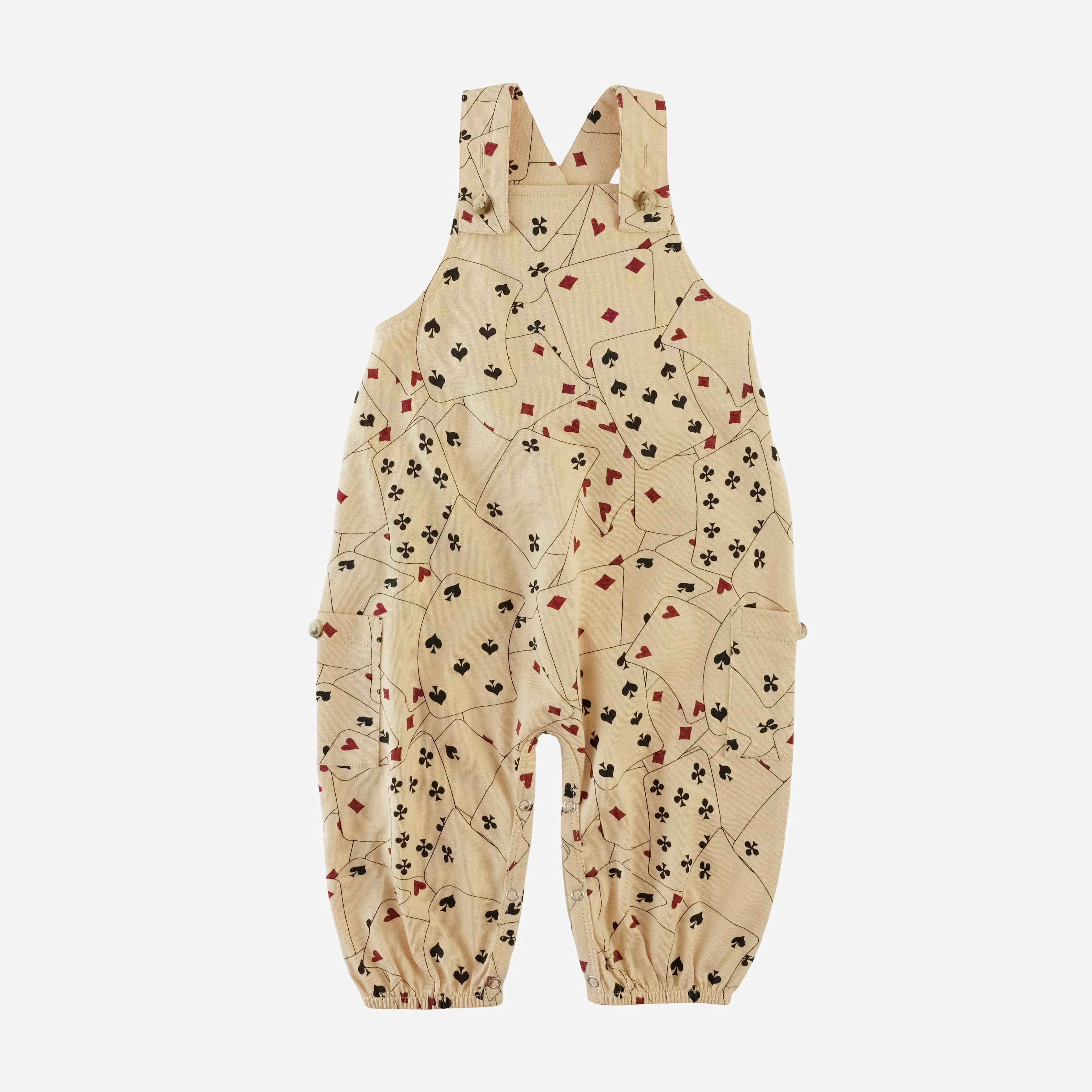 gathered bubble pocket overall | playing cards | organic cotton jersey