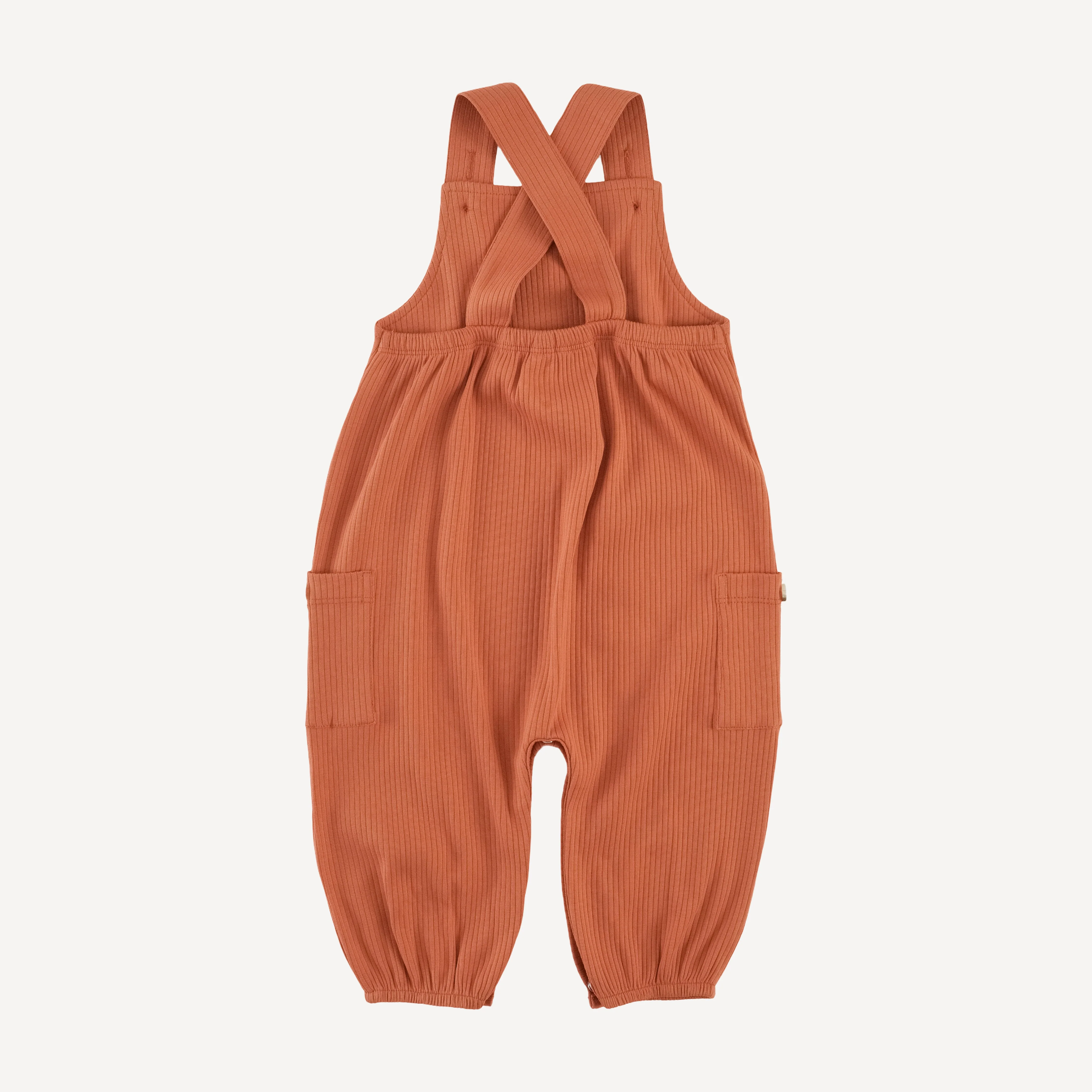 gathered bubble pocket overall | rust | organic cotton single rib - Image 3