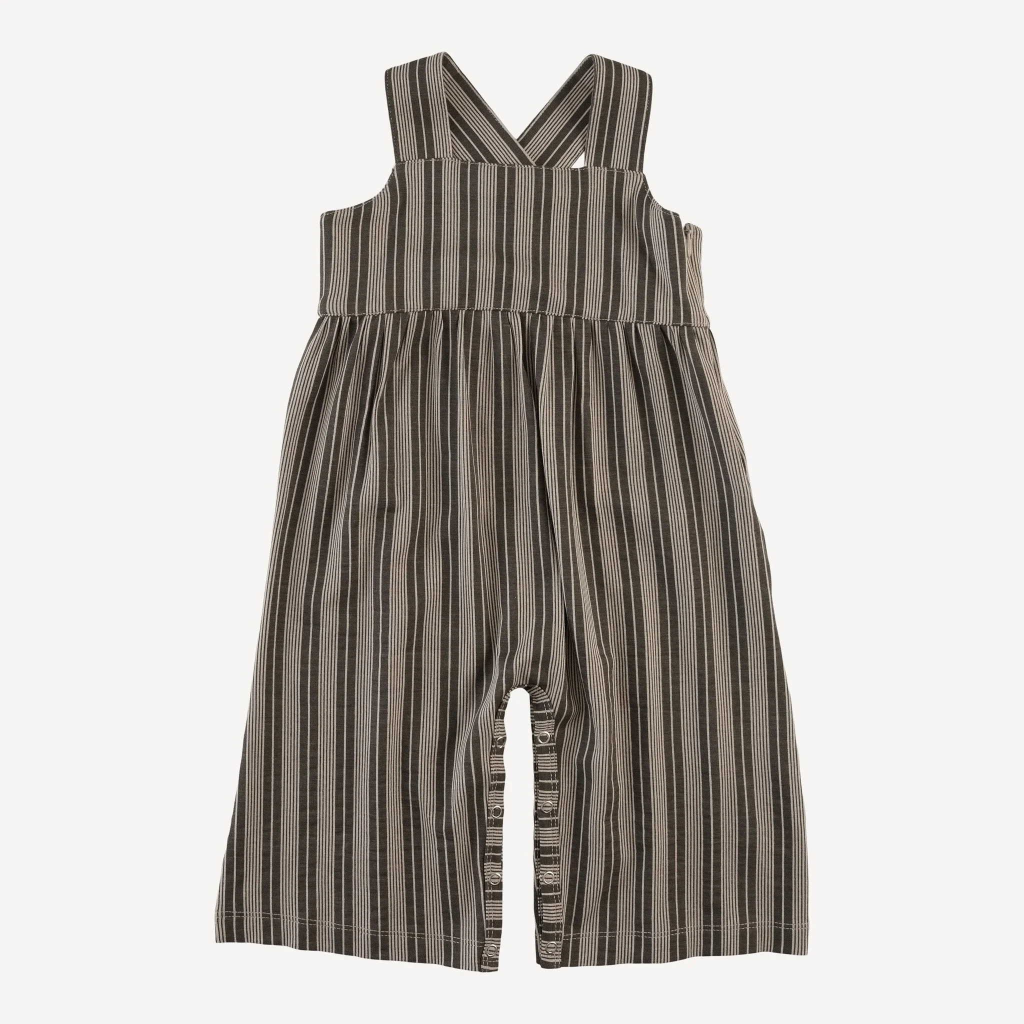 gaucho jumpsuit | gray vintage mattress stripe | bamboo