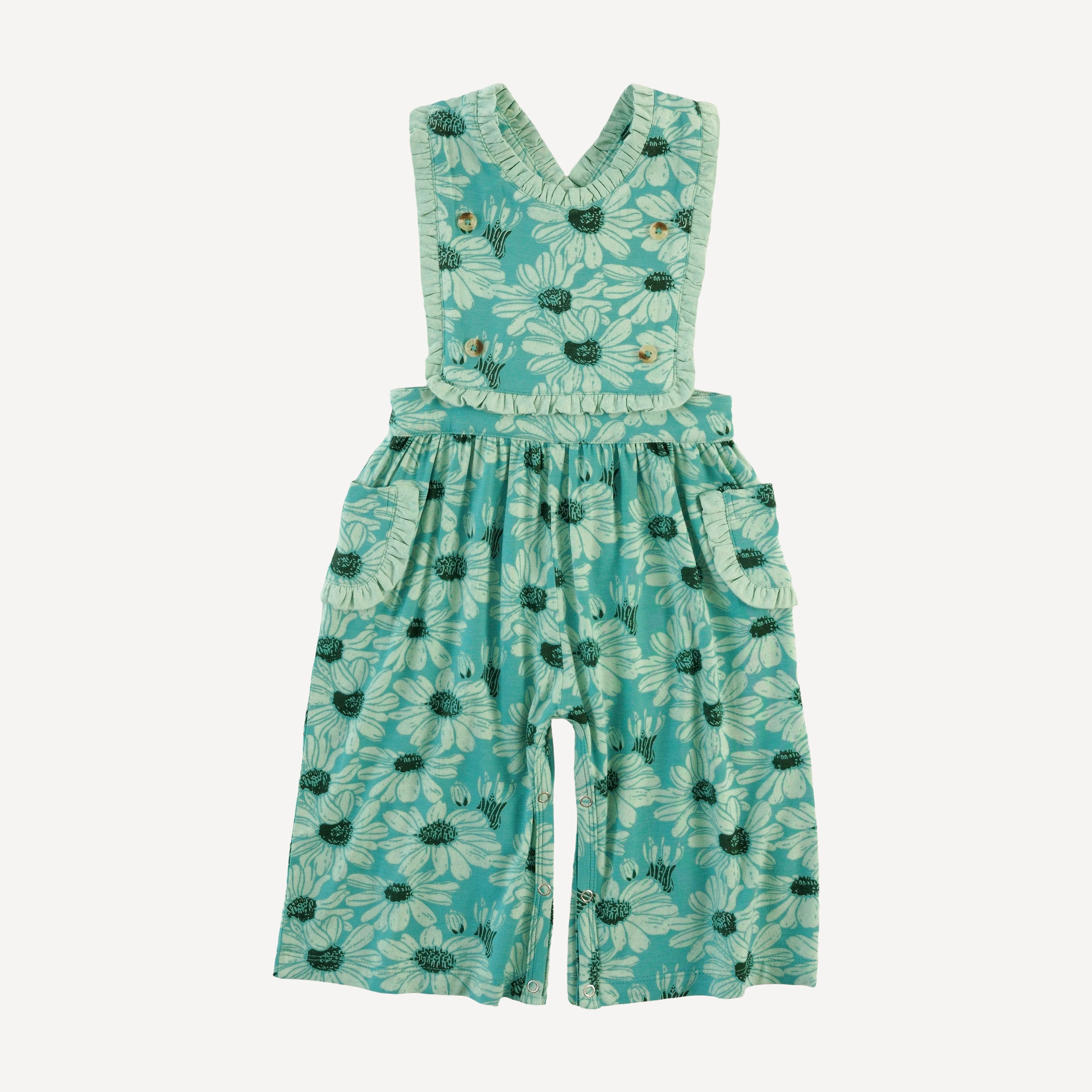 gretel ruffle jumpsuit | green daisy | bamboo