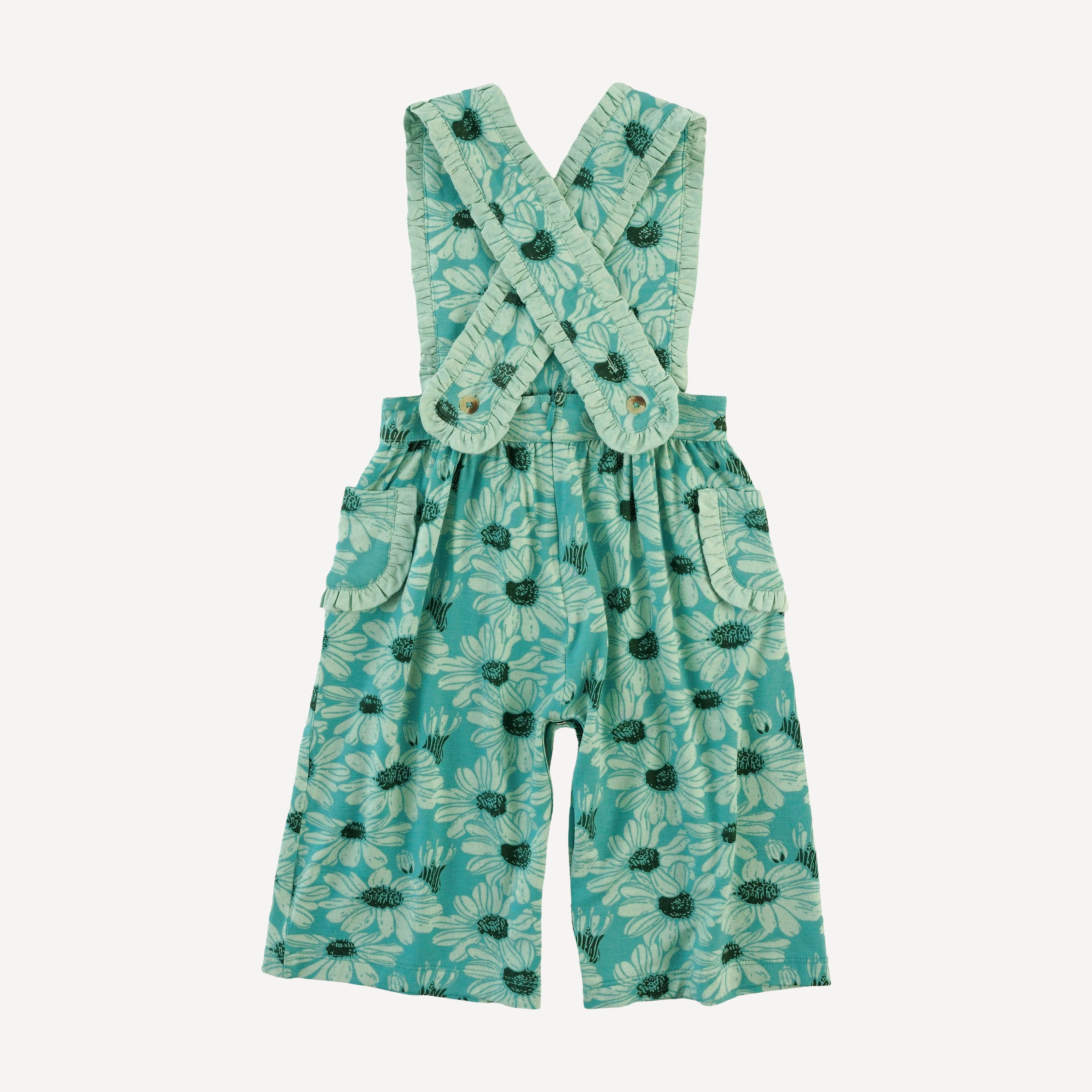 gretel ruffle jumpsuit | green daisy | bamboo - Image 3