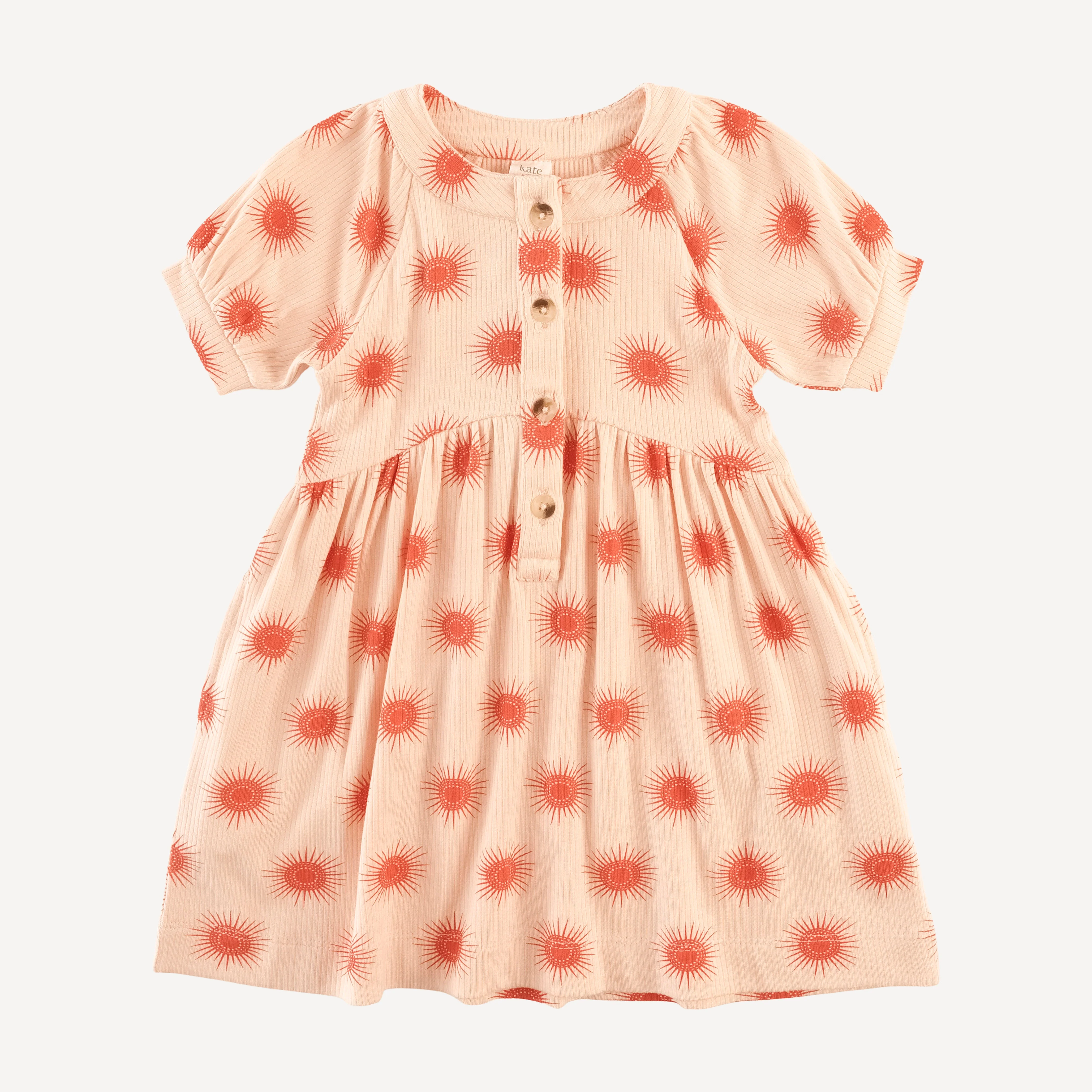 half sleeve gathered henley pocket dress | emberglow tiny sun | modal skinny rib