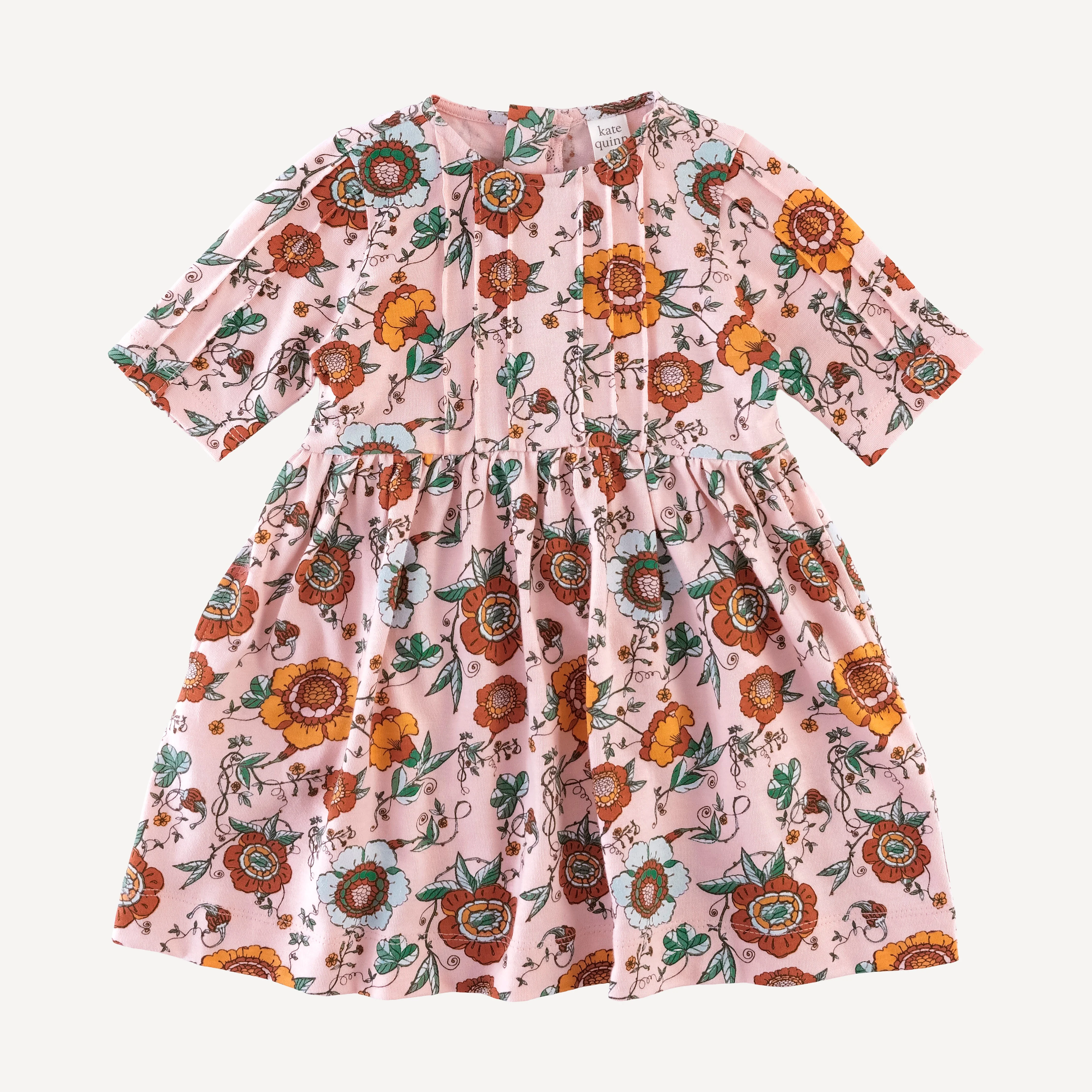 half sleeve ruby dress | chinoiserie floral | organic cotton jersey