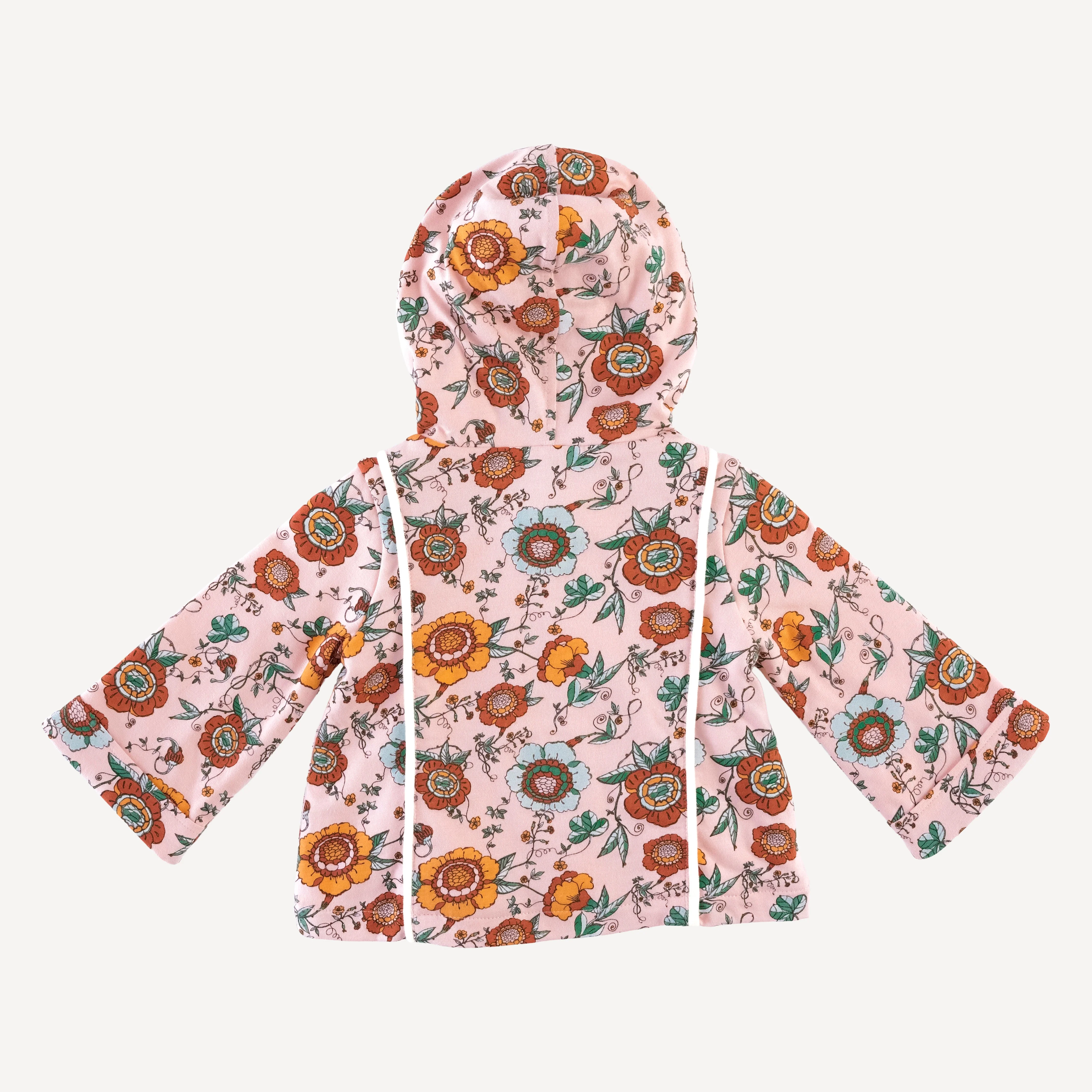 hooded princess lined cardigan | chinoiserie floral | organic cotton jersey - Image 3